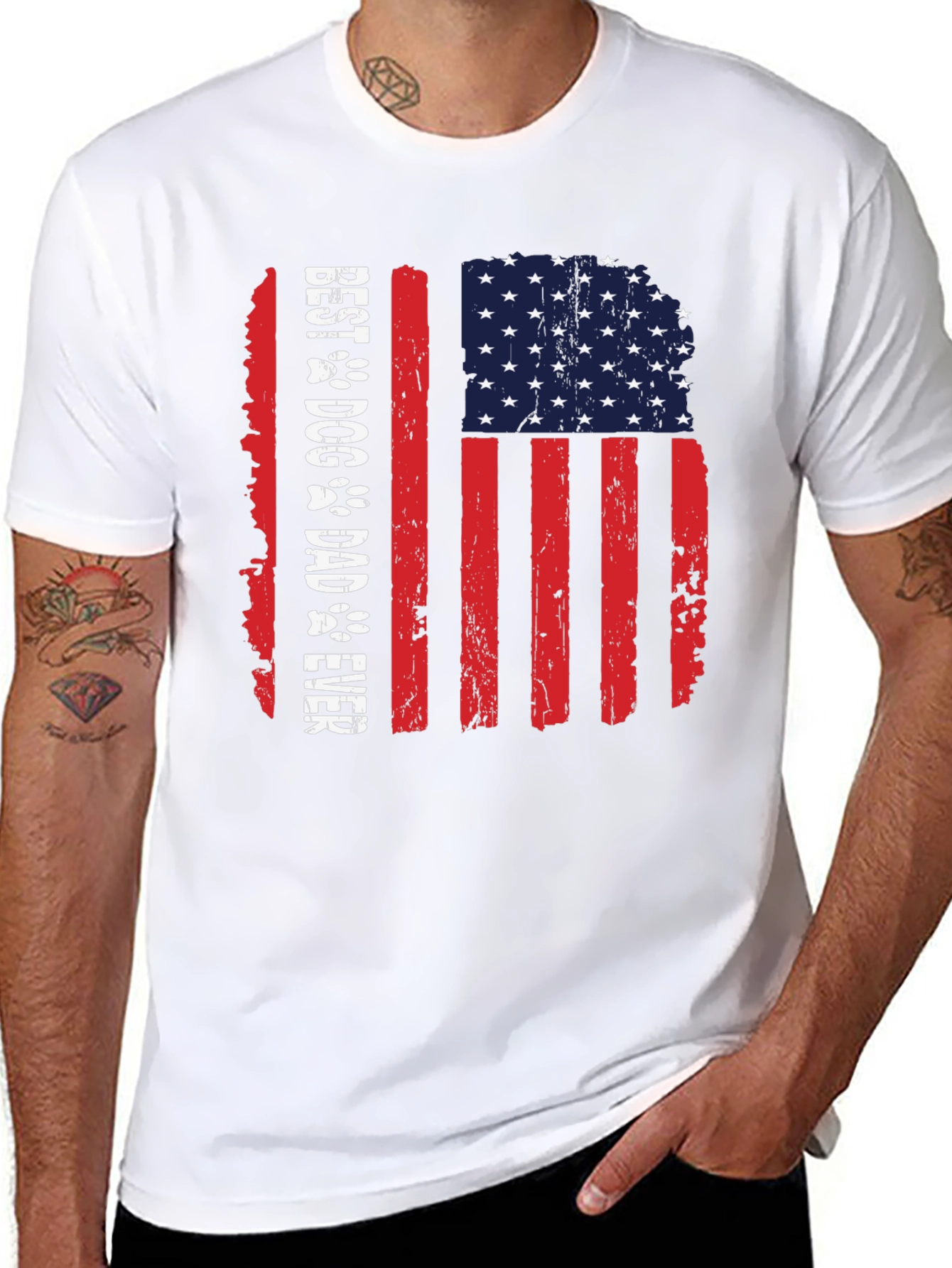 Best Dog Dad Ever American Flag T-Shirt