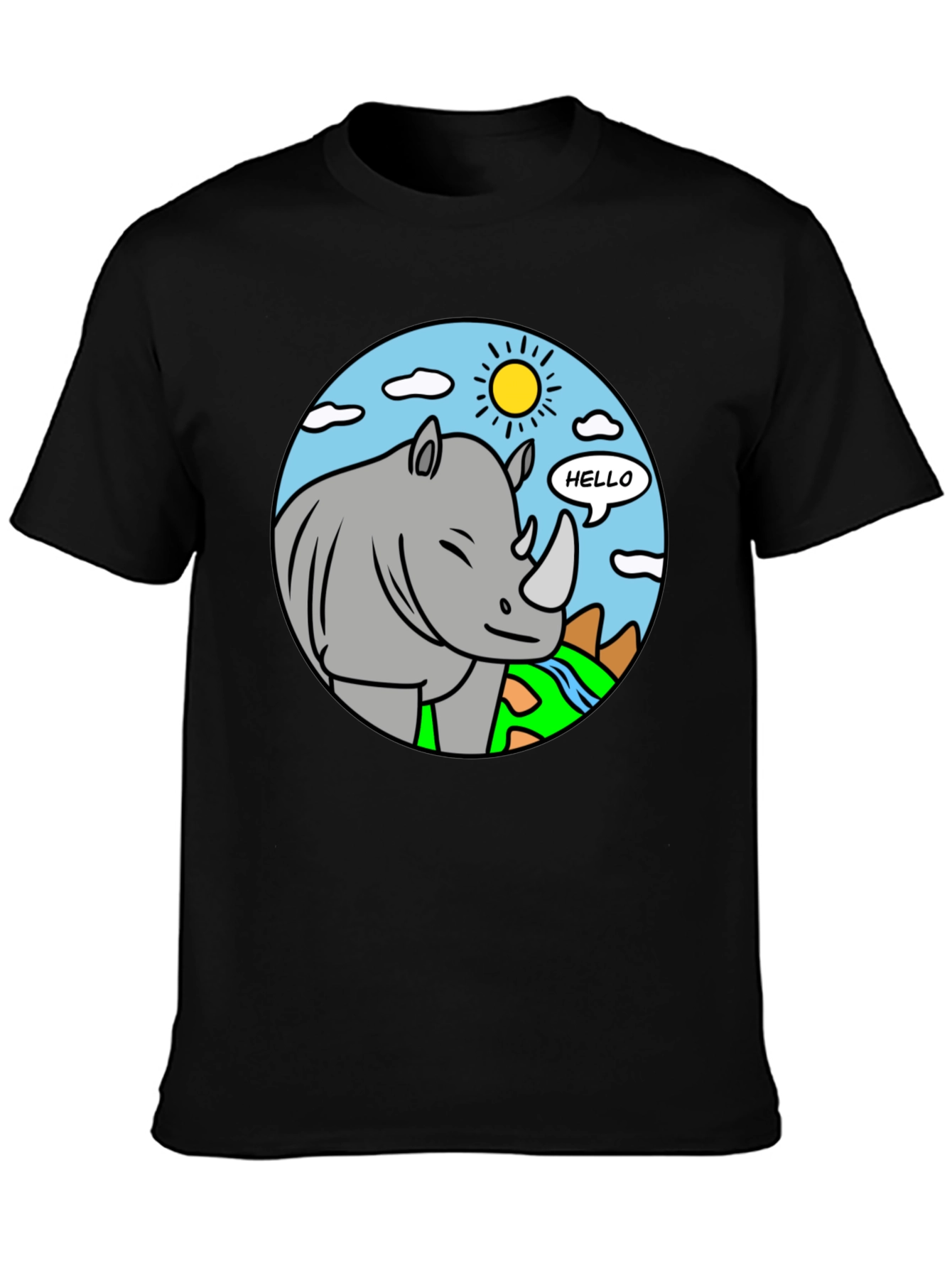 Cartoon Rhino T-Shirt - Hello There!