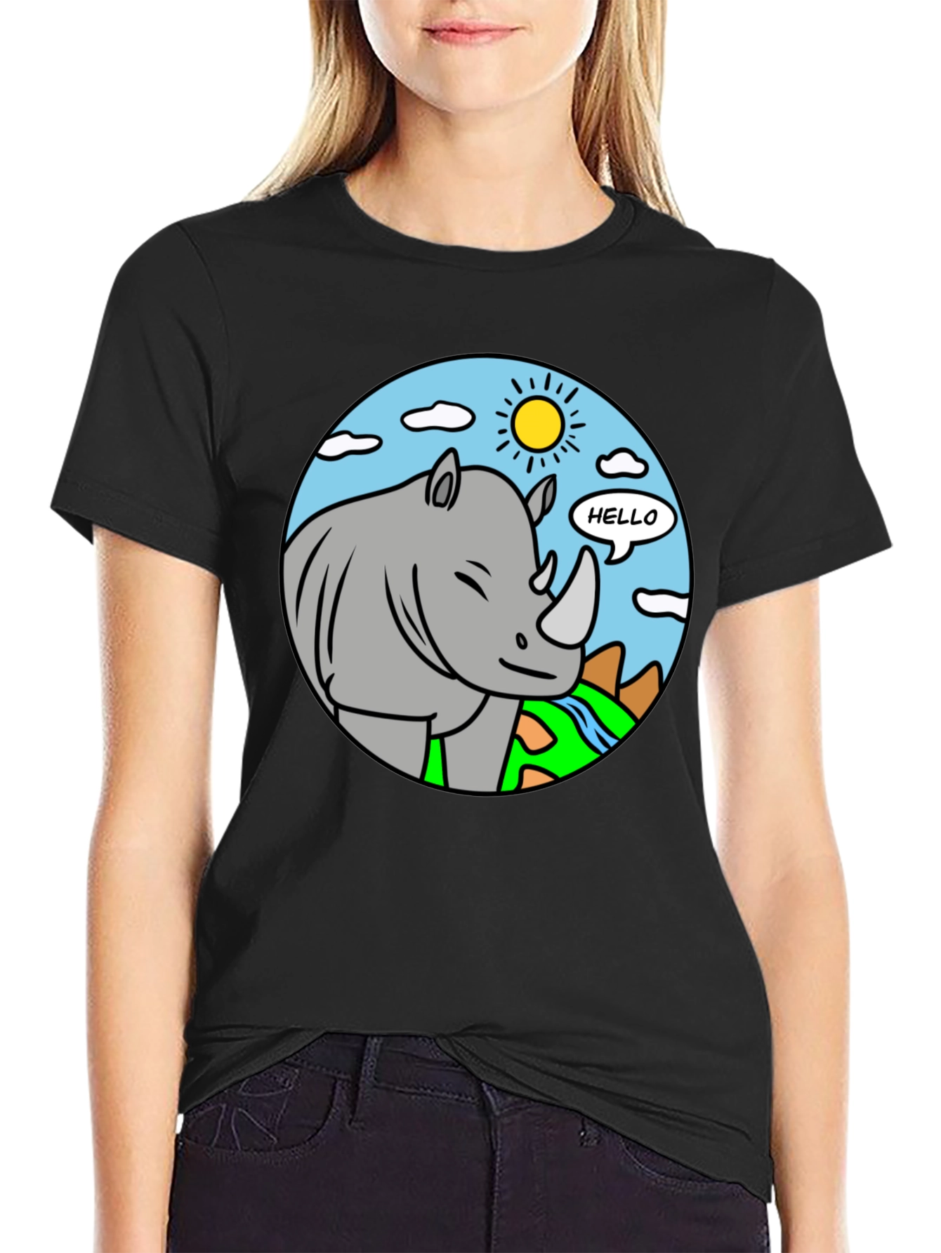 Cartoon Rhino T-Shirt - Hello There!