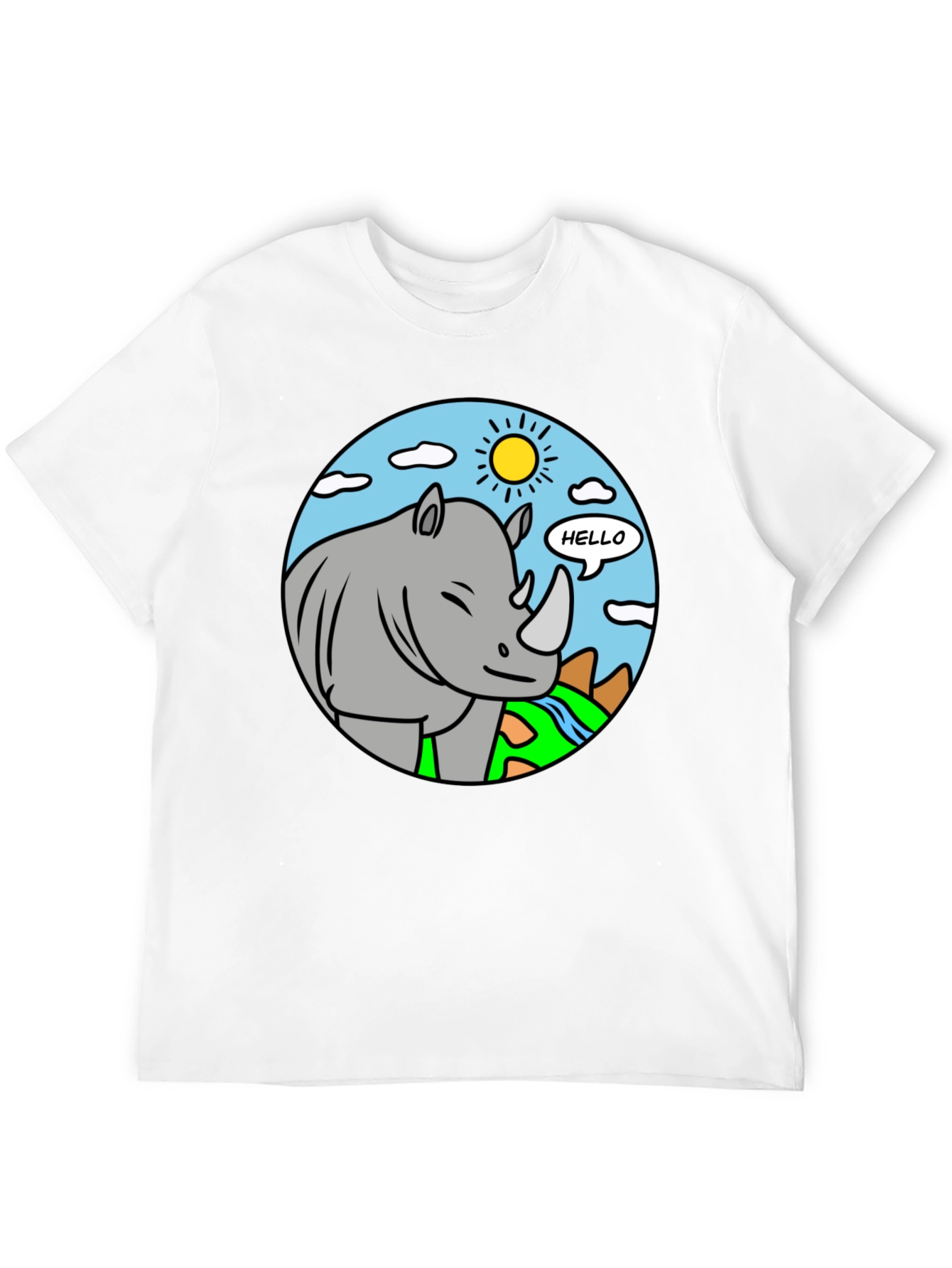 Cartoon Rhino T-Shirt - Hello There!