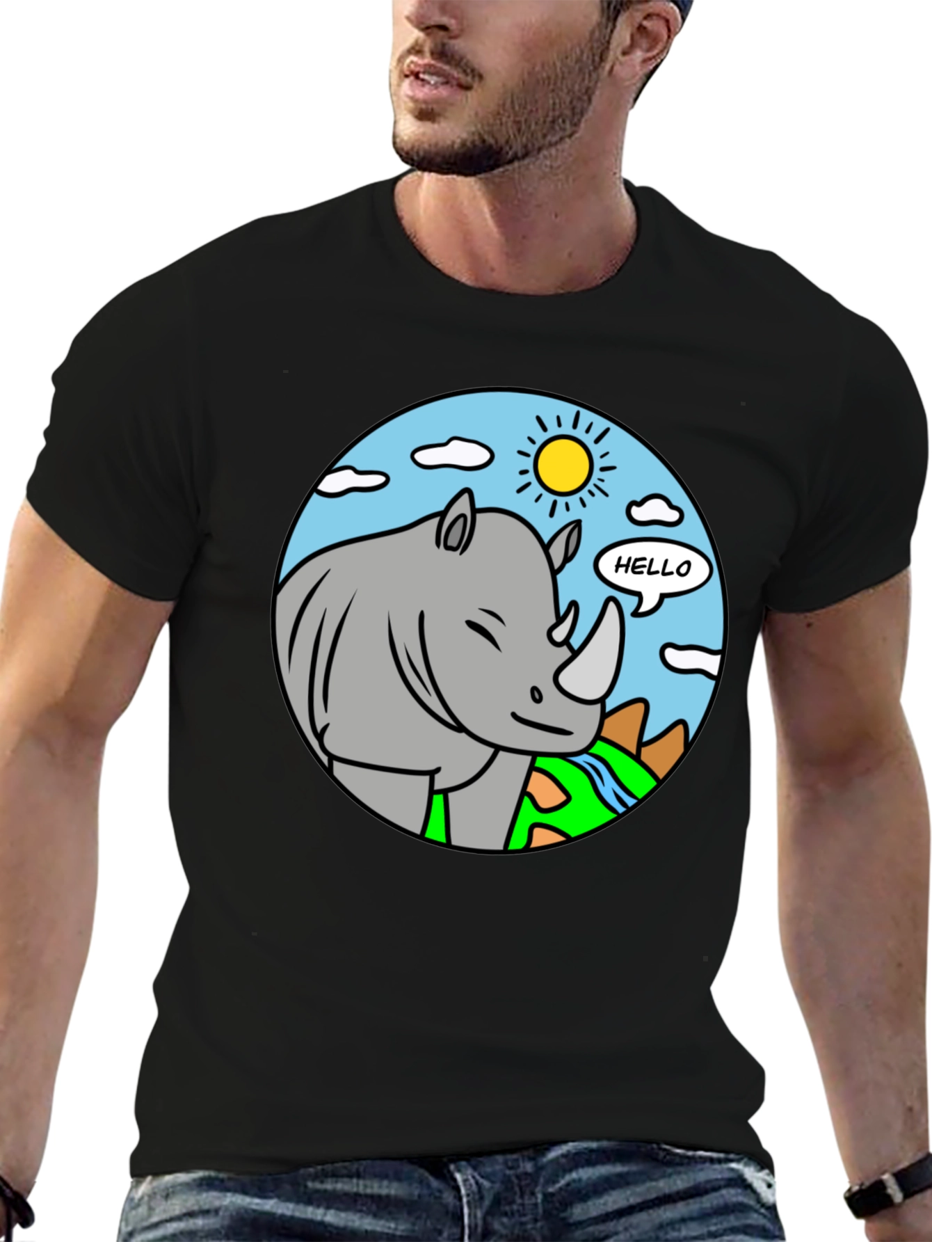 Cartoon Rhino T-Shirt - Hello There!