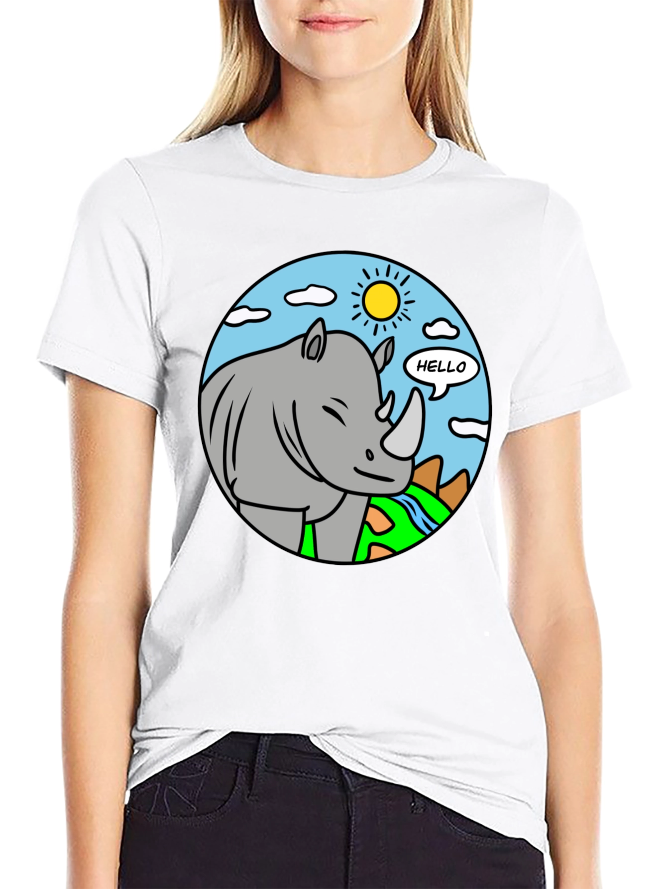 Cartoon Rhino T-Shirt - Hello There!