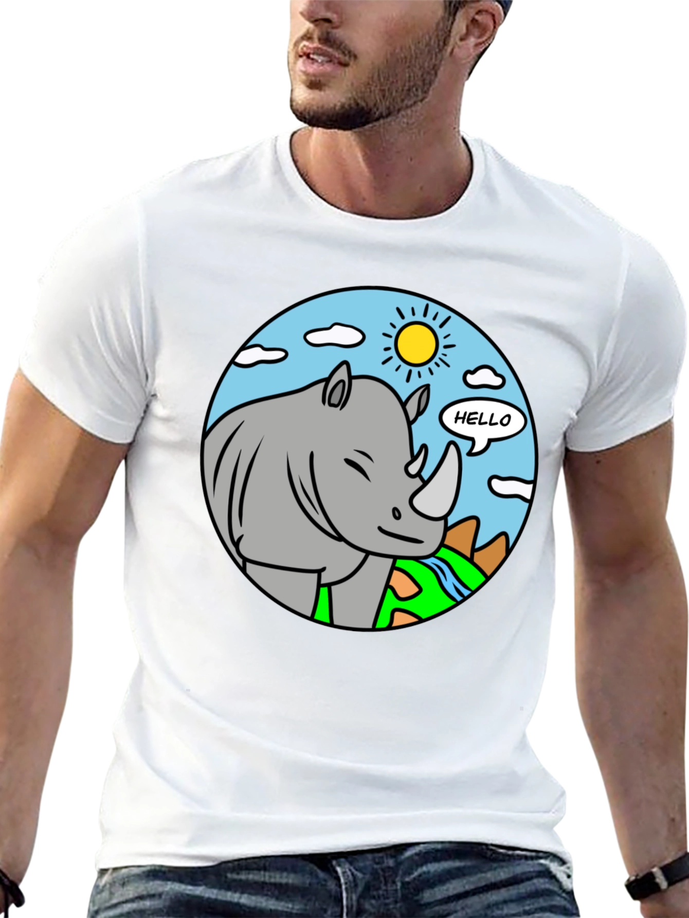 Cartoon Rhino T-Shirt - Hello There!