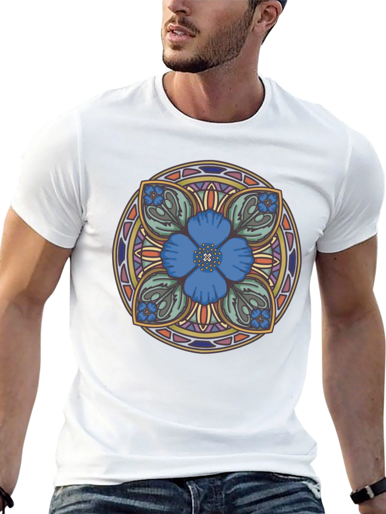 Floral Mandala Graphic Tee - Unique Artistic Design