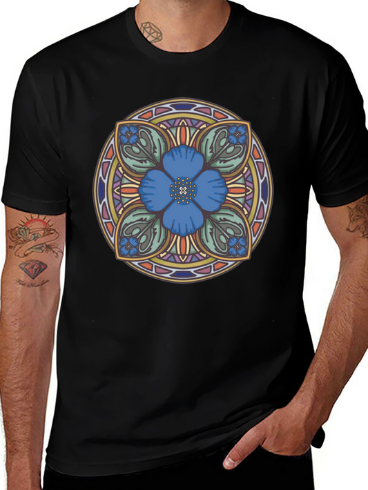 Floral Mandala Graphic Tee - Unique Artistic Design