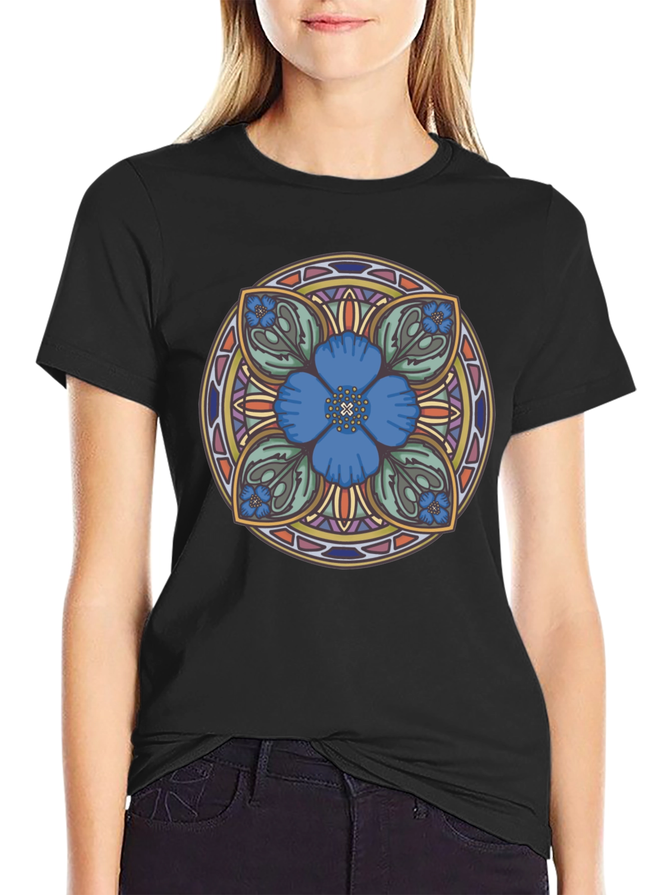 Floral Mandala Graphic Tee - Unique Artistic Design