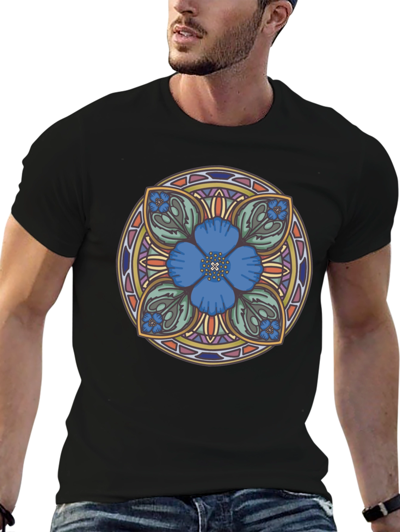 Floral Mandala Graphic Tee - Unique Artistic Design