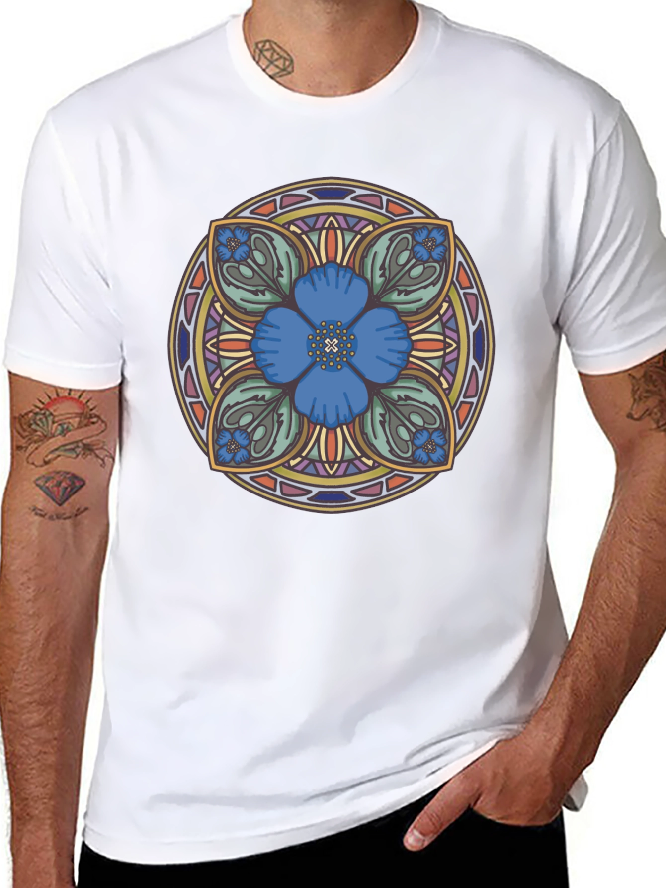 Floral Mandala Graphic Tee - Unique Artistic Design
