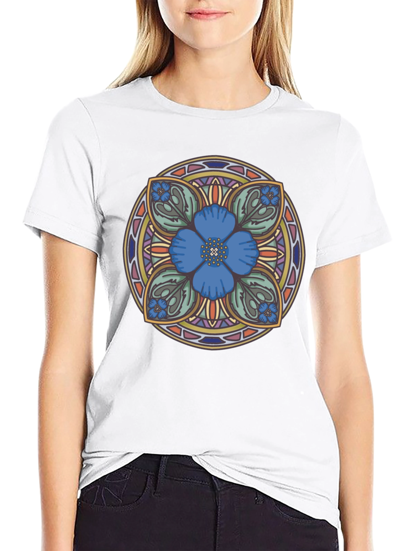 Floral Mandala Graphic Tee - Unique Artistic Design