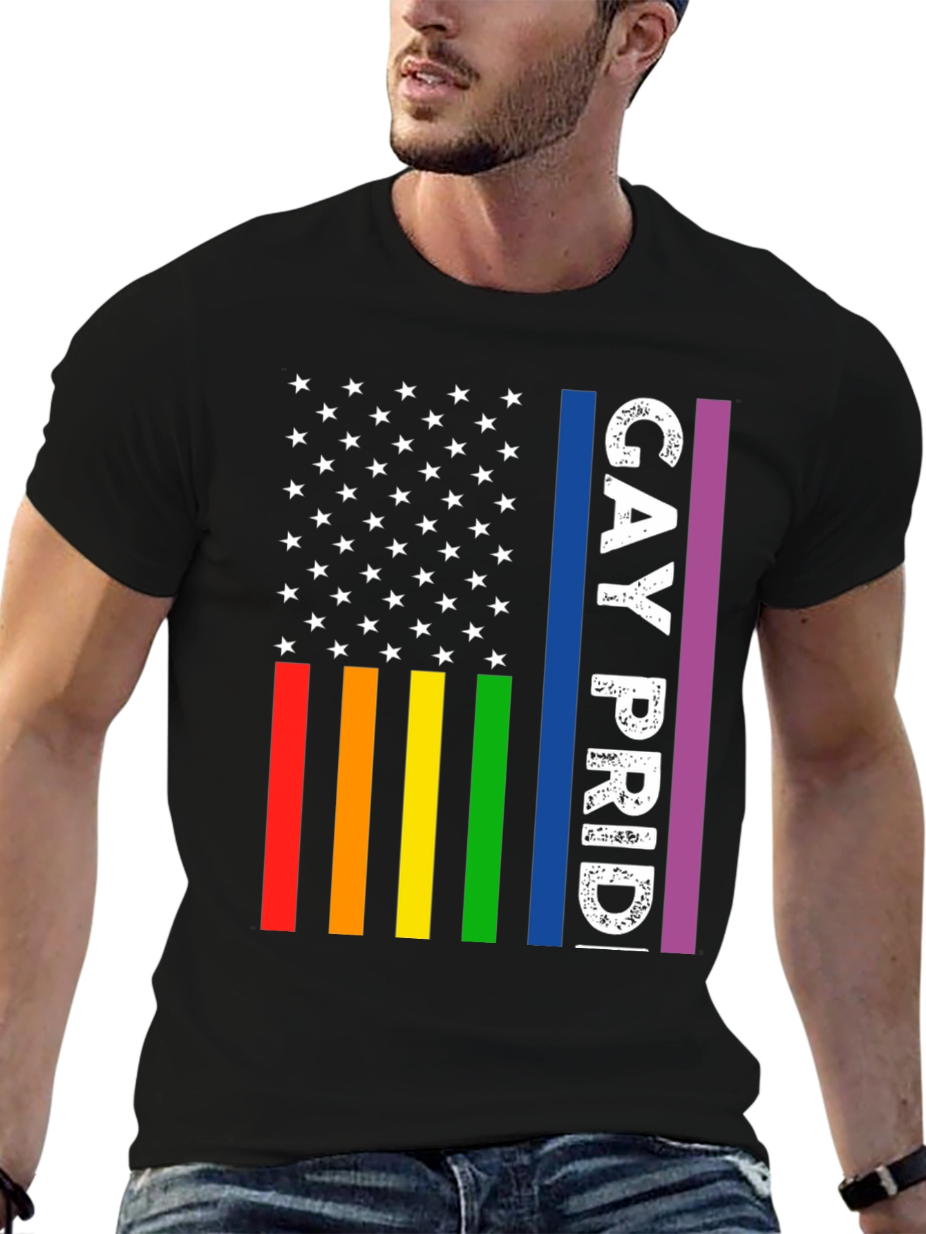 Gay Pride American Flag T-Shirt