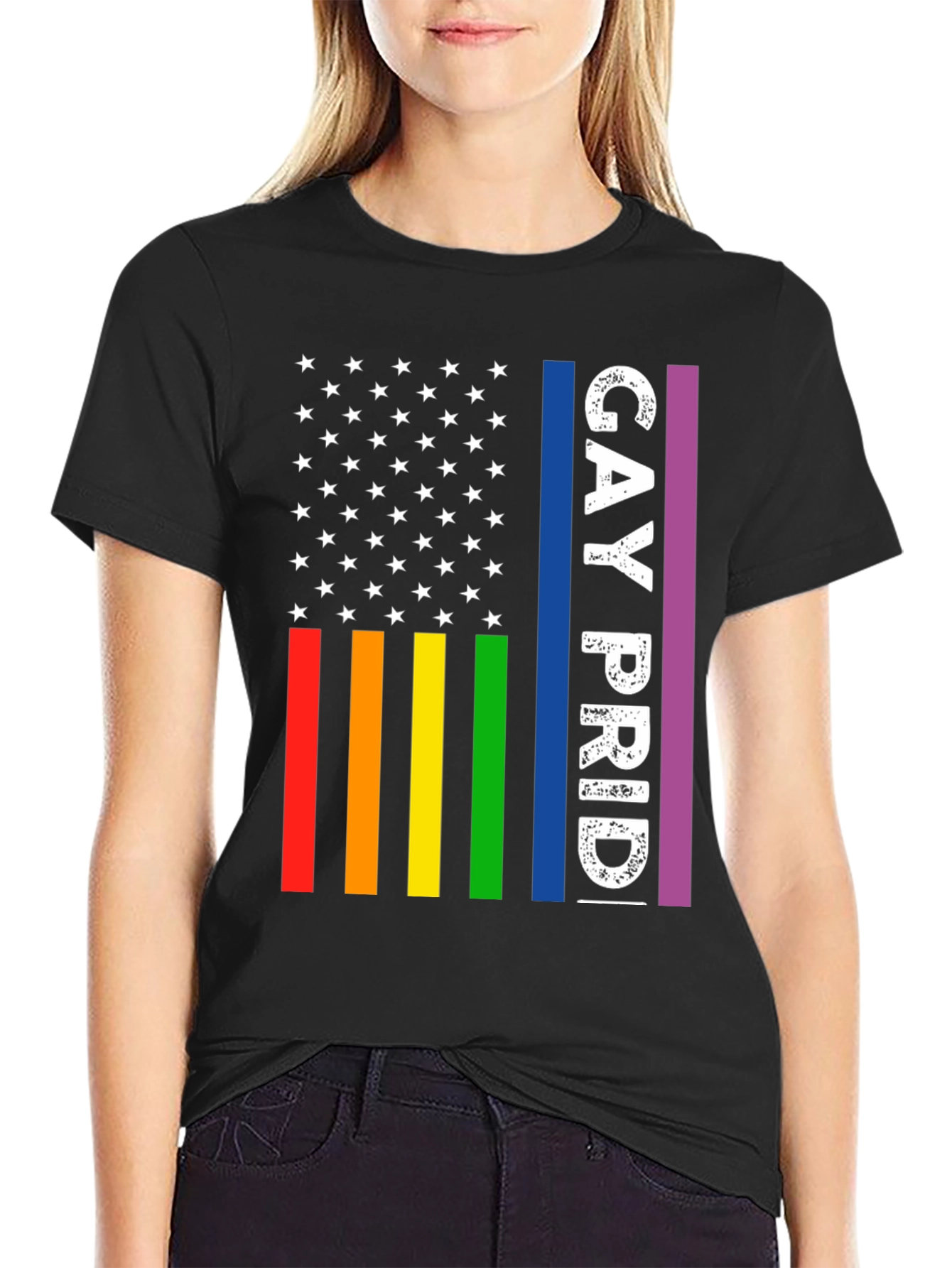 Gay Pride American Flag T-Shirt