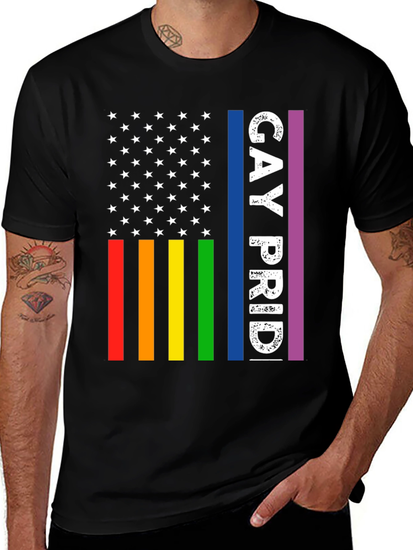 Gay Pride American Flag T-Shirt