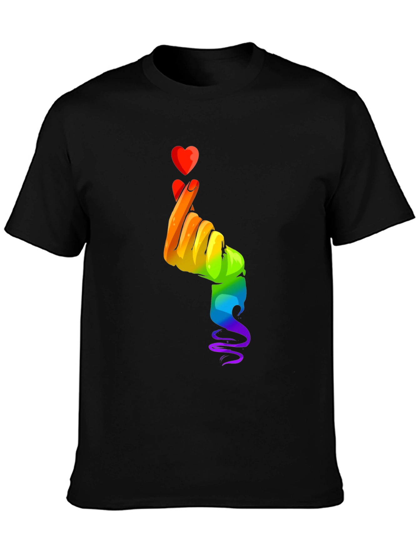 Rainbow Heart Hand Gesture Graphic Tee