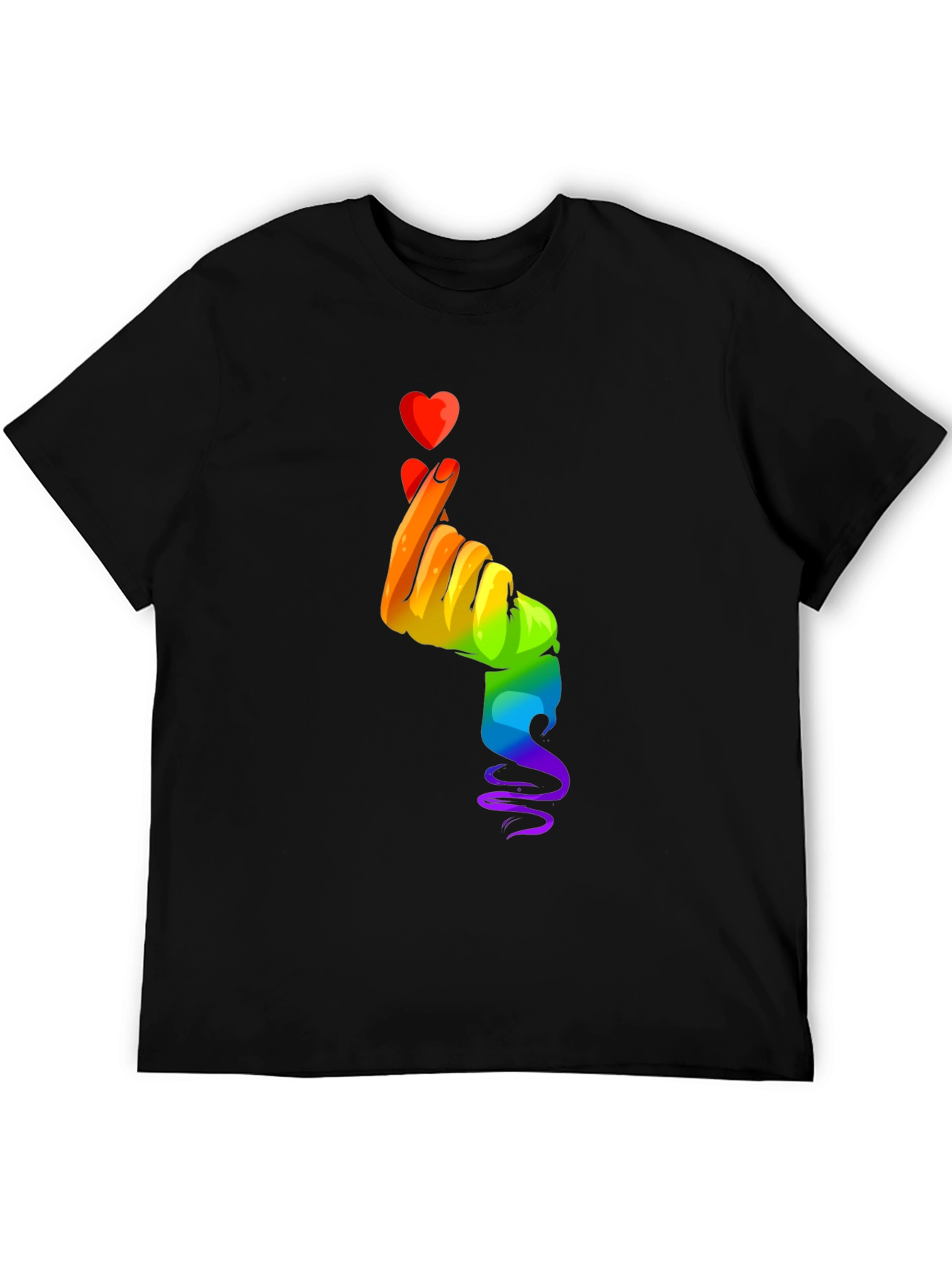 Rainbow Heart Hand Gesture Graphic Tee