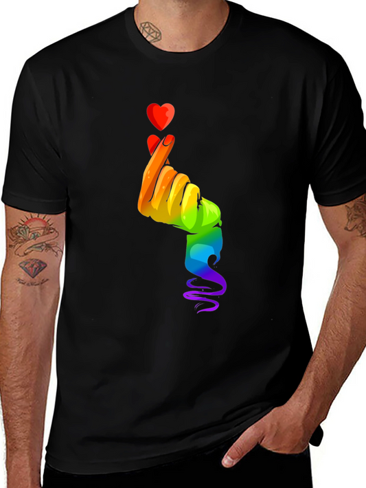 Rainbow Heart Hand Gesture Graphic Tee