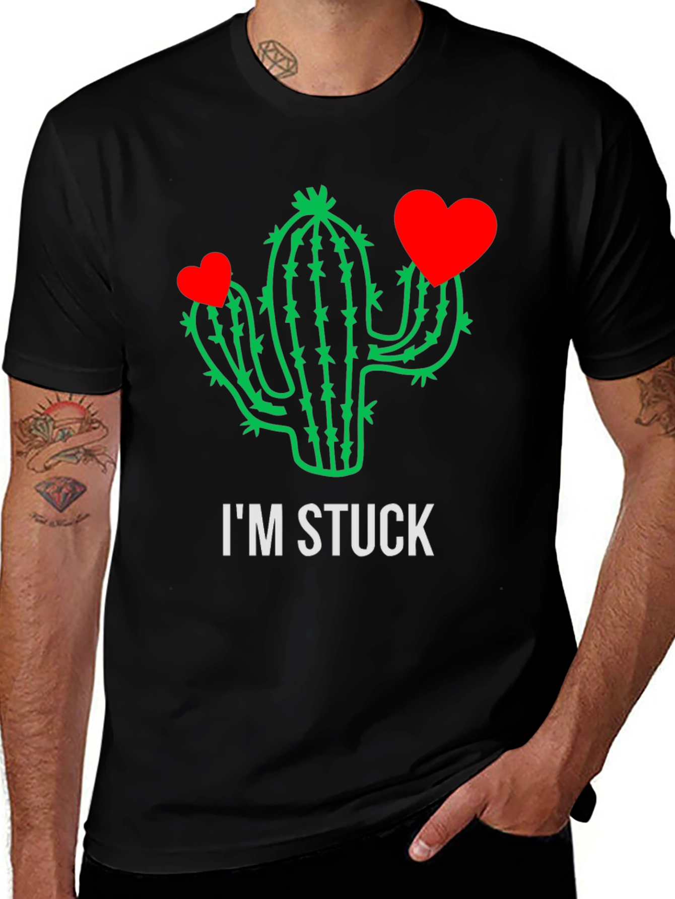 Im Stuck Cactus Heart Valentine Mens T-Shirt