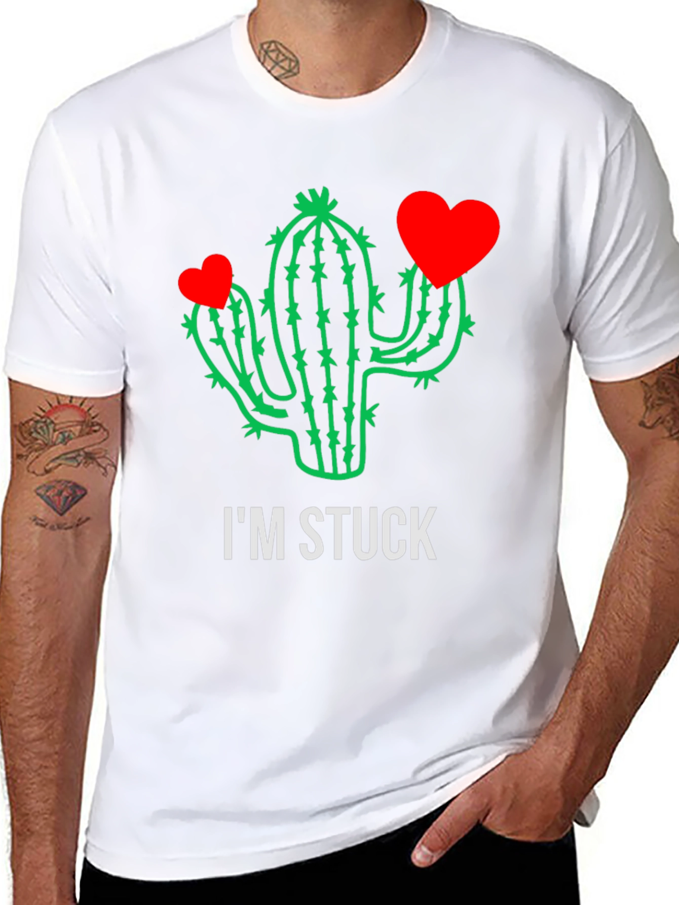 Im Stuck Cactus Heart Valentine Mens T-Shirt