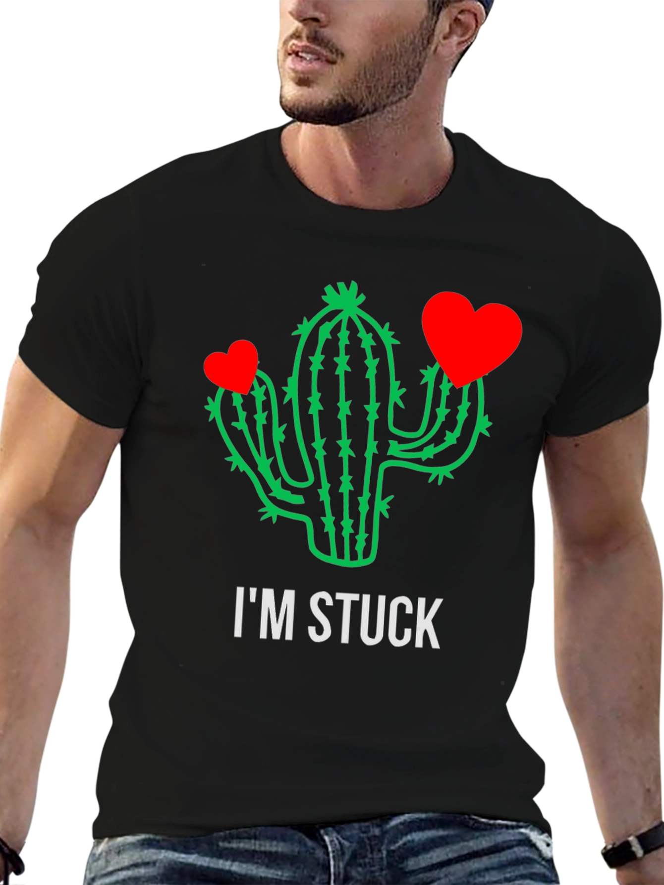 Im Stuck Cactus Heart Valentine Mens T-Shirt