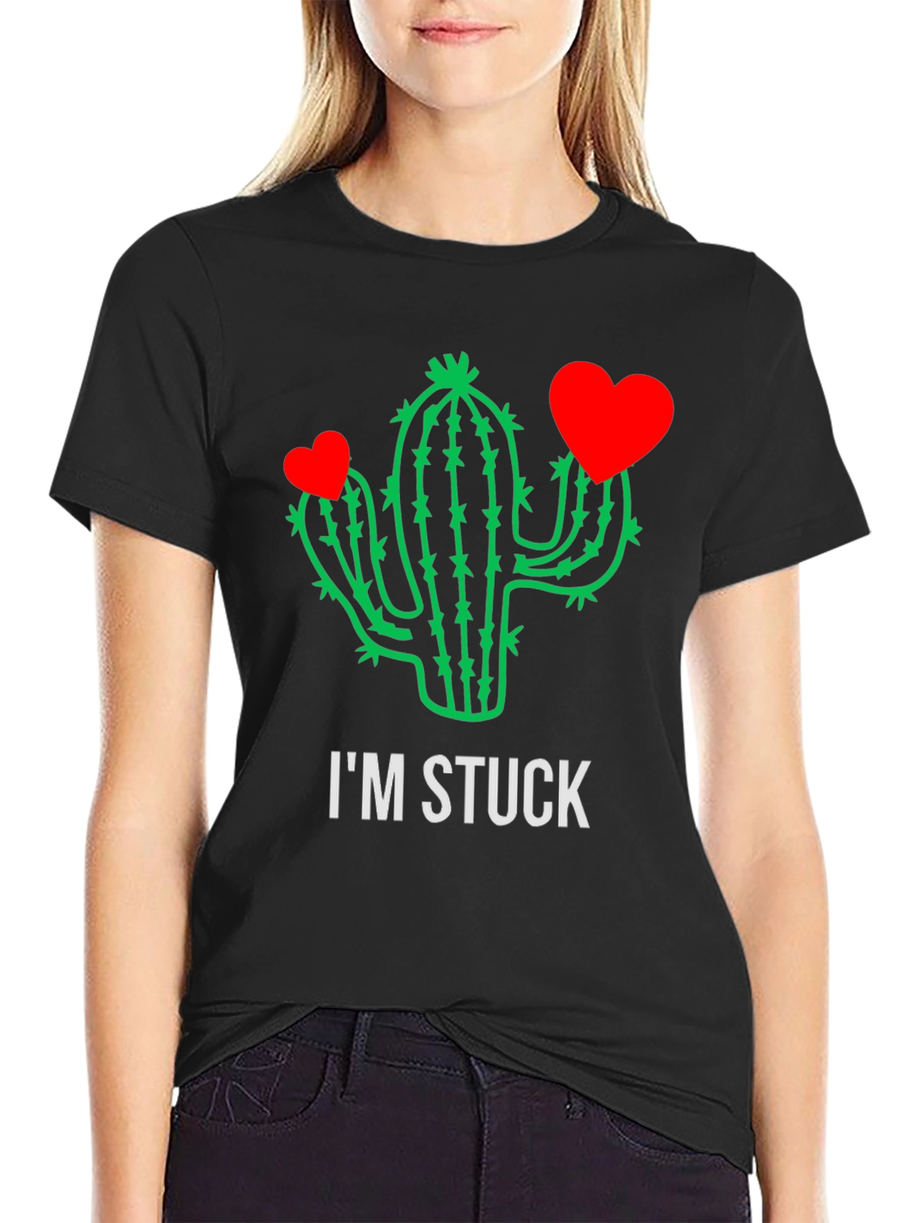 Im Stuck Cactus Heart Valentine Mens T-Shirt