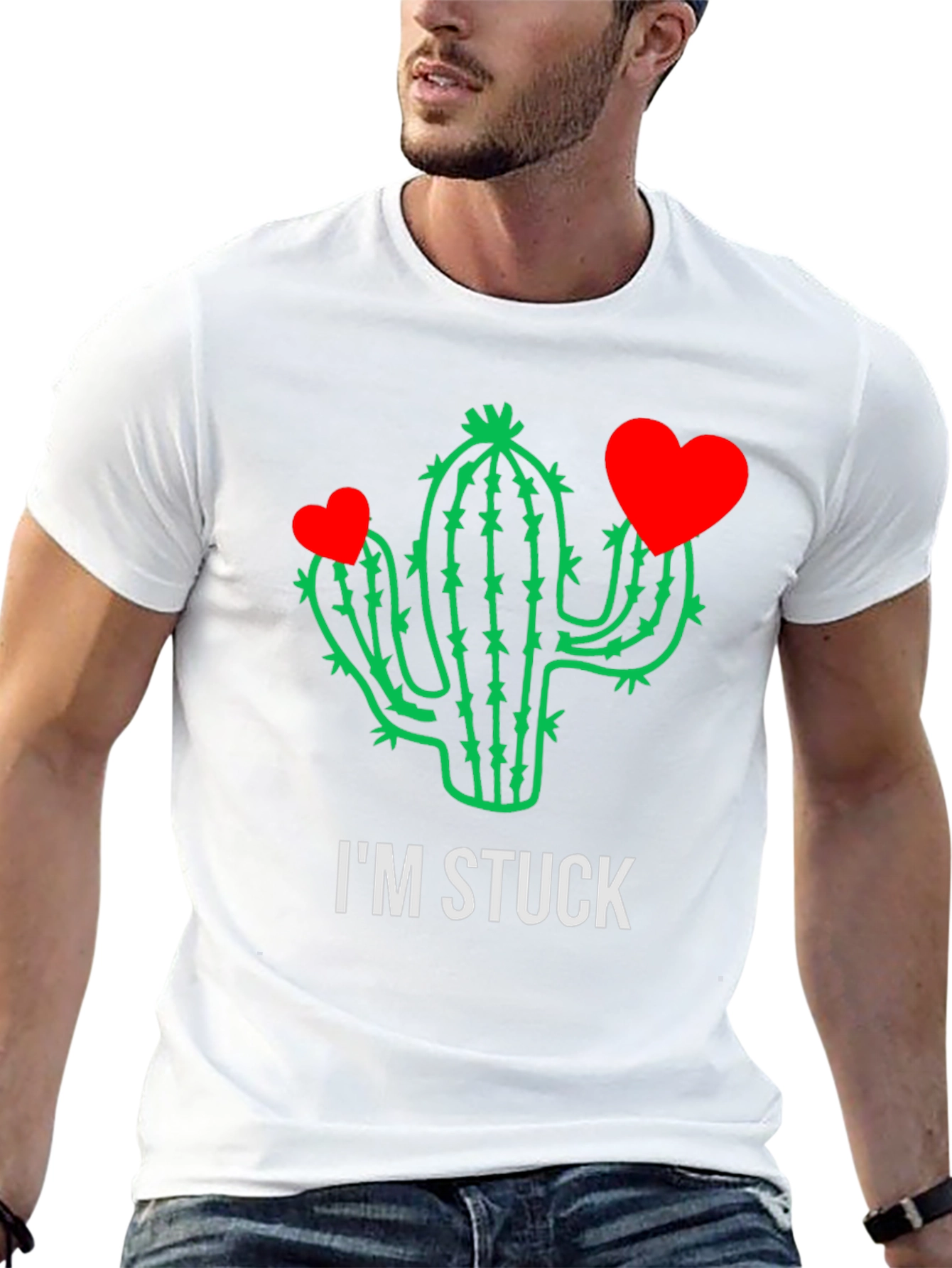 Im Stuck Cactus Heart Valentine Mens T-Shirt