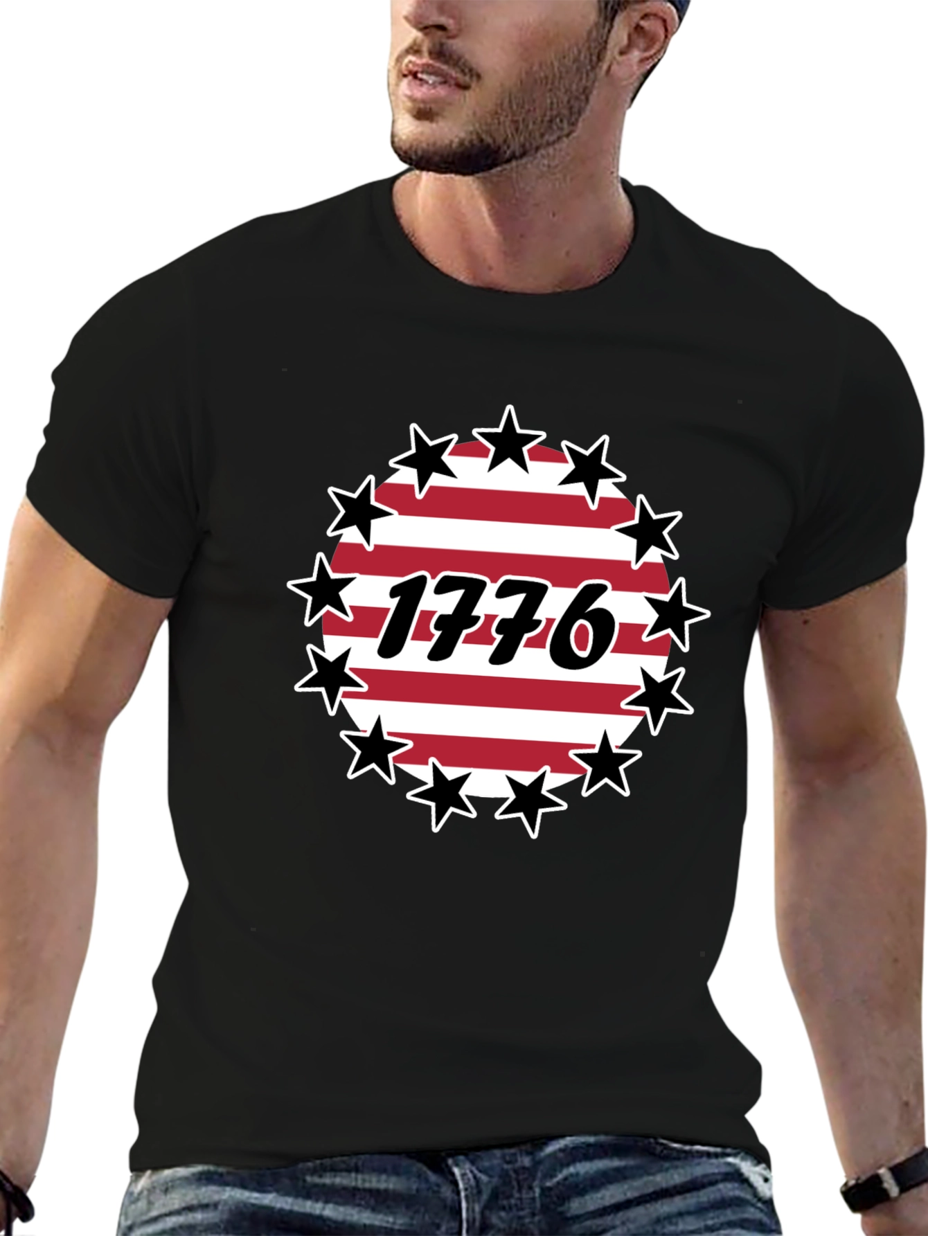Patriotic 1776 Stars & Stripes Graphic T-Shirt