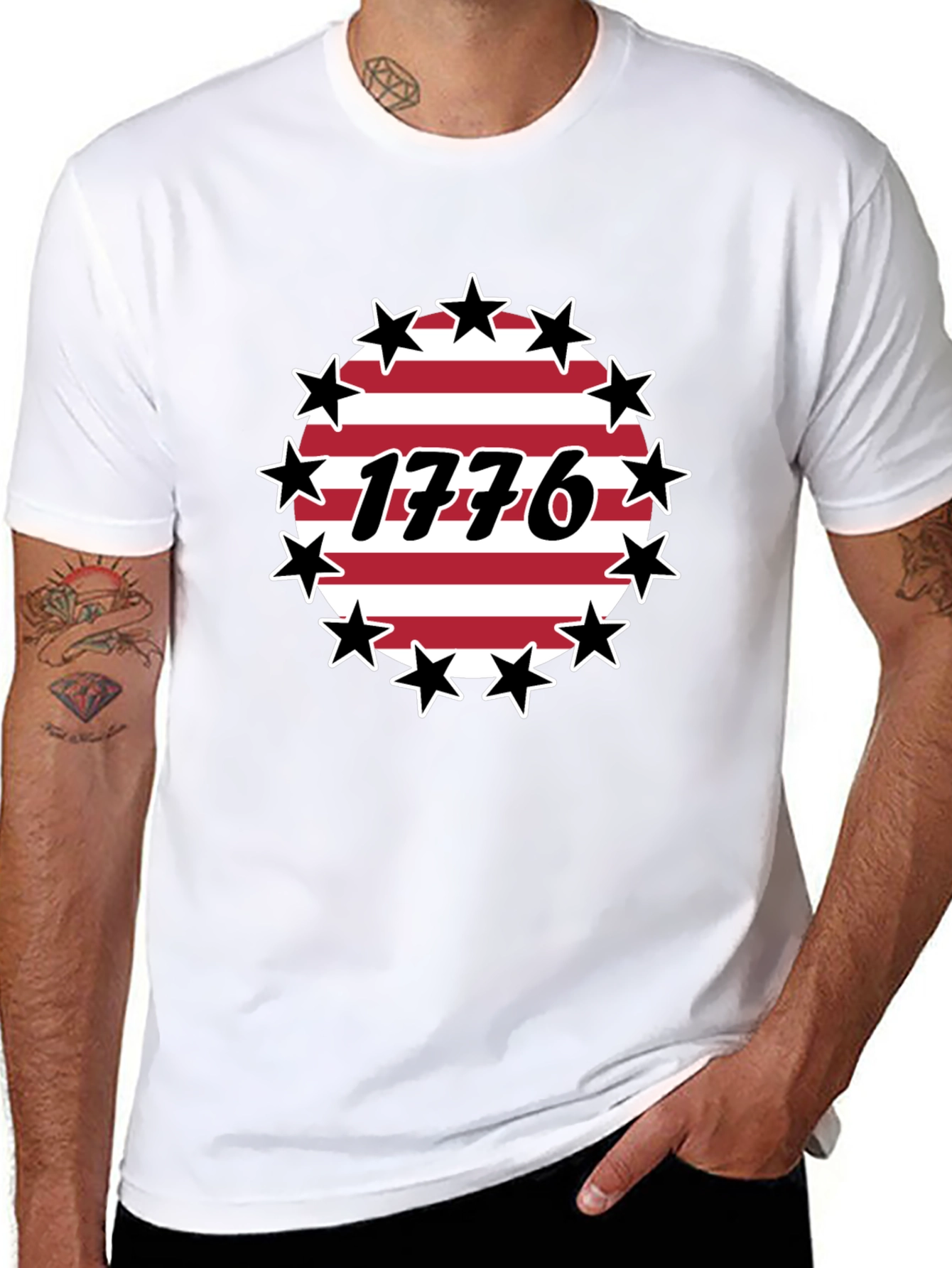 Patriotic 1776 Stars & Stripes Graphic T-Shirt