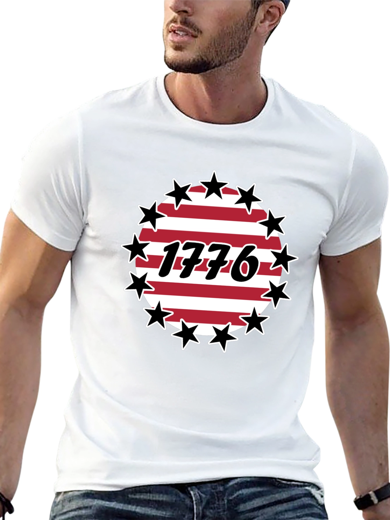 Patriotic 1776 Stars & Stripes Graphic T-Shirt