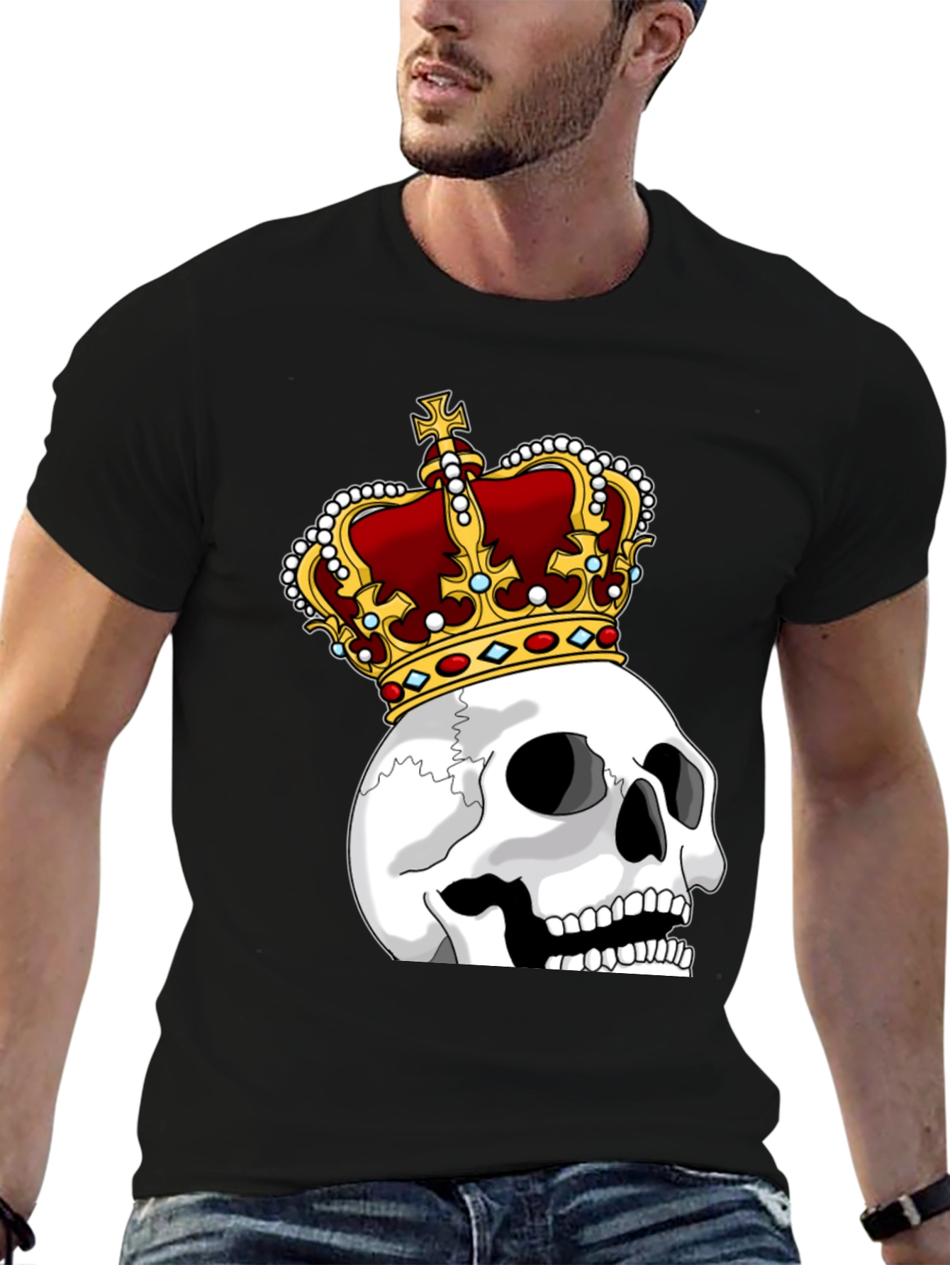 Skull King Graphic Tee - Black Cotton T-Shirt