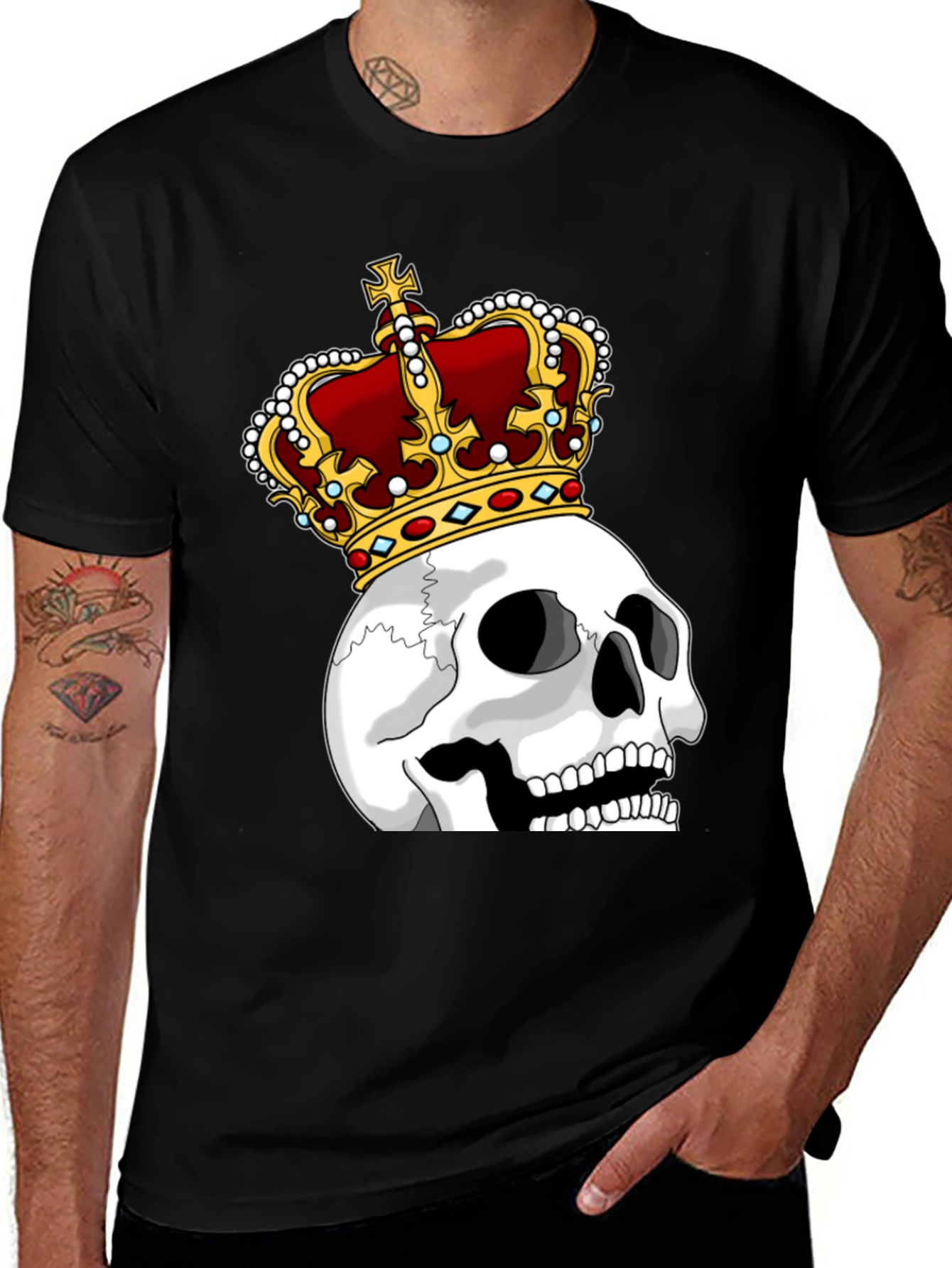 Skull King Graphic Tee - Black Cotton T-Shirt