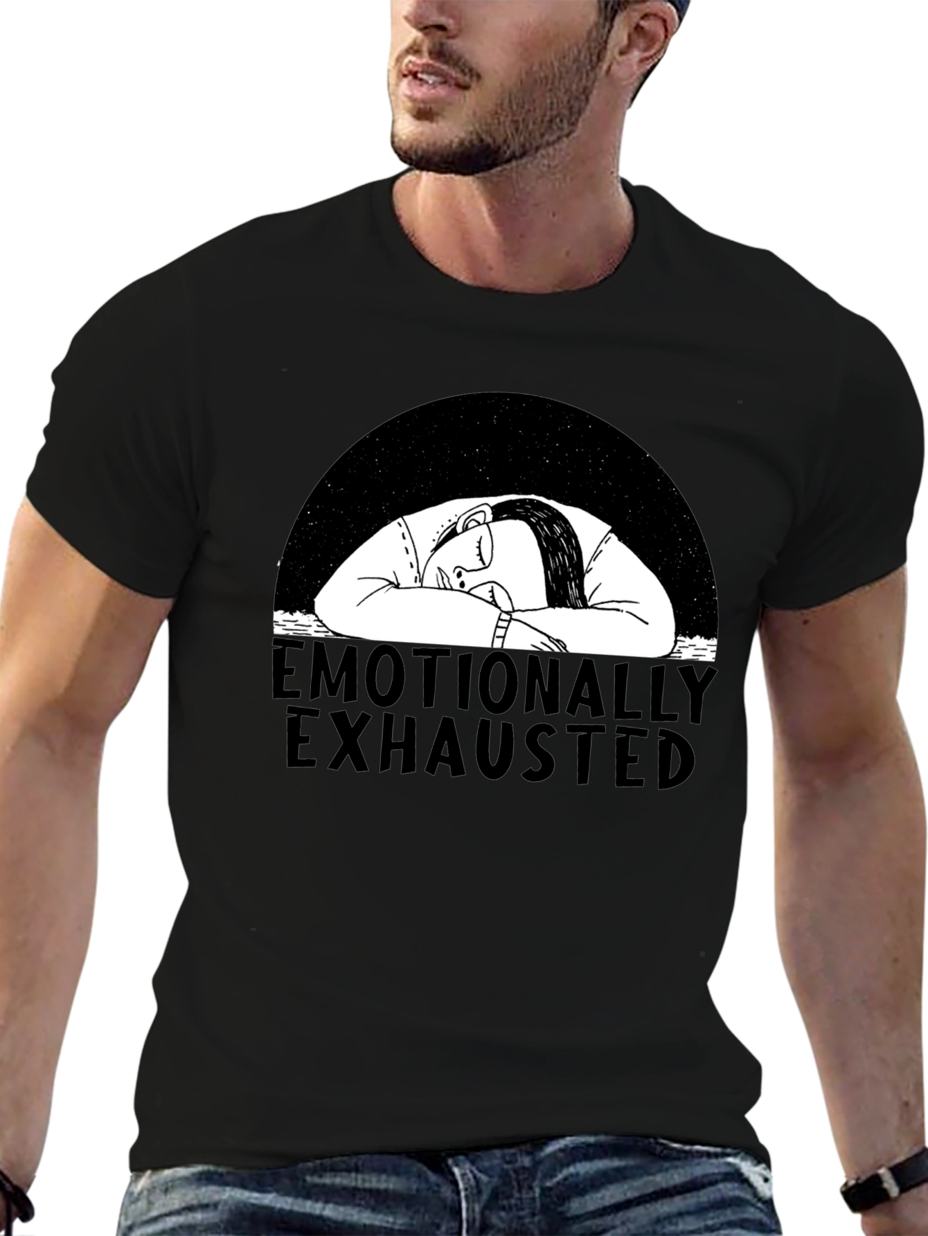 Emotionally Exhausted Graphic Tee - Black