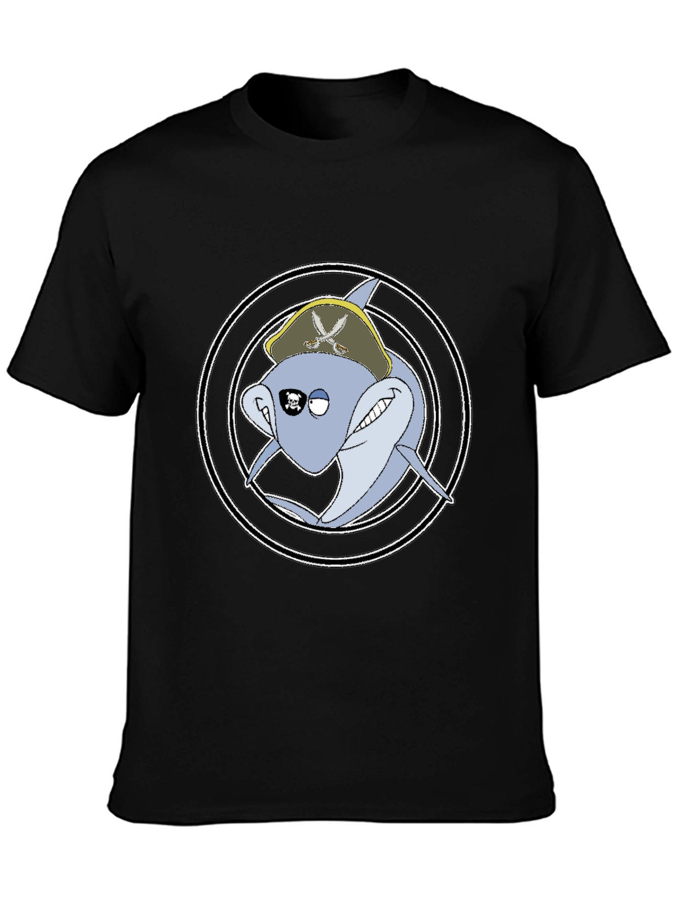 Pirate Shark Graphic Tee - Mens Black T-Shirt