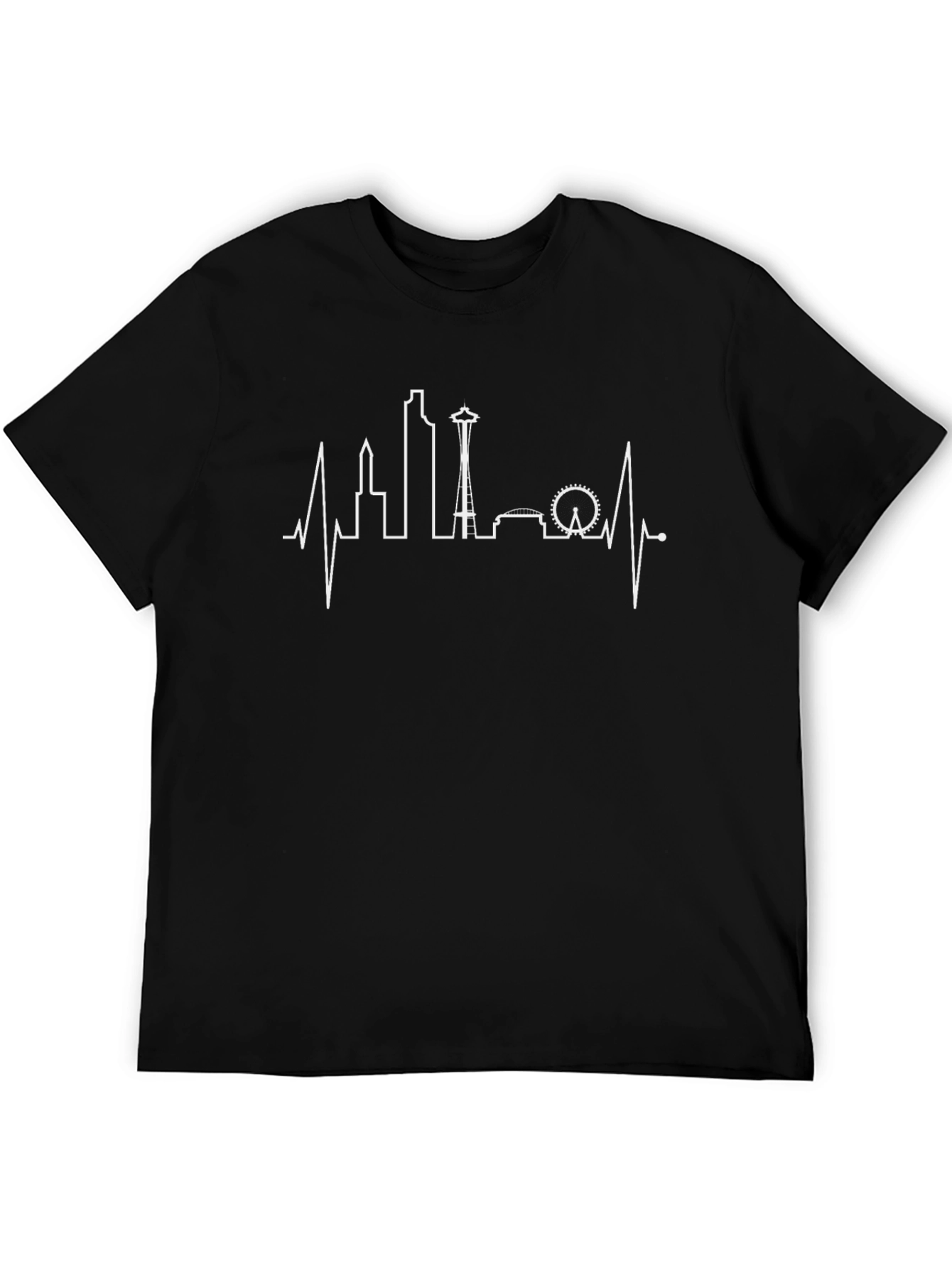 Seattle Skyline Heartbeat Graphic Tee - Black