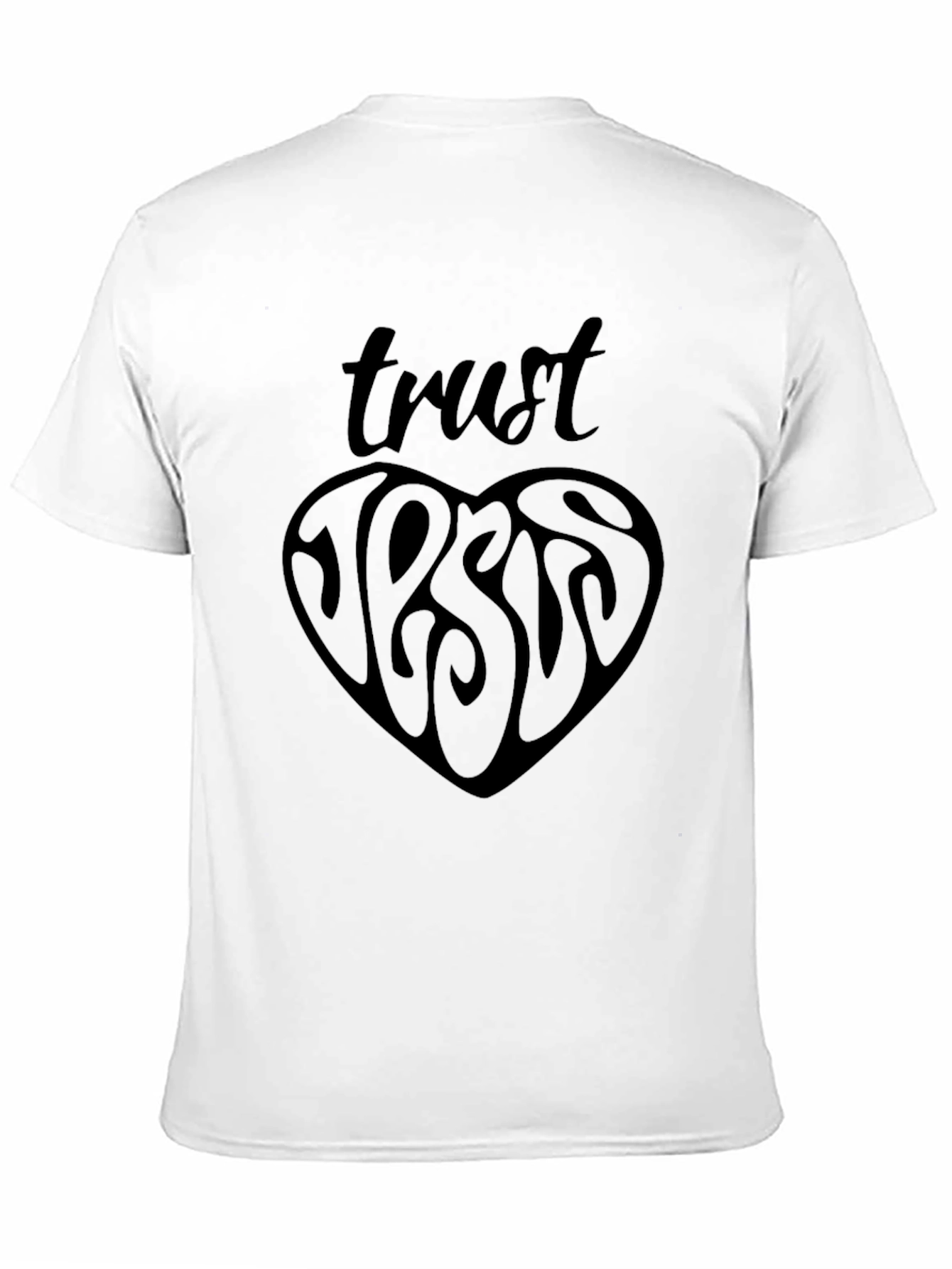 Trust Jesus Heart Graphic Black T-Shirt