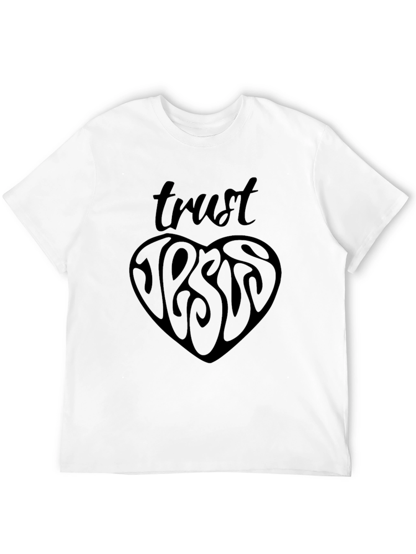 Trust Jesus Heart Graphic Black T-Shirt