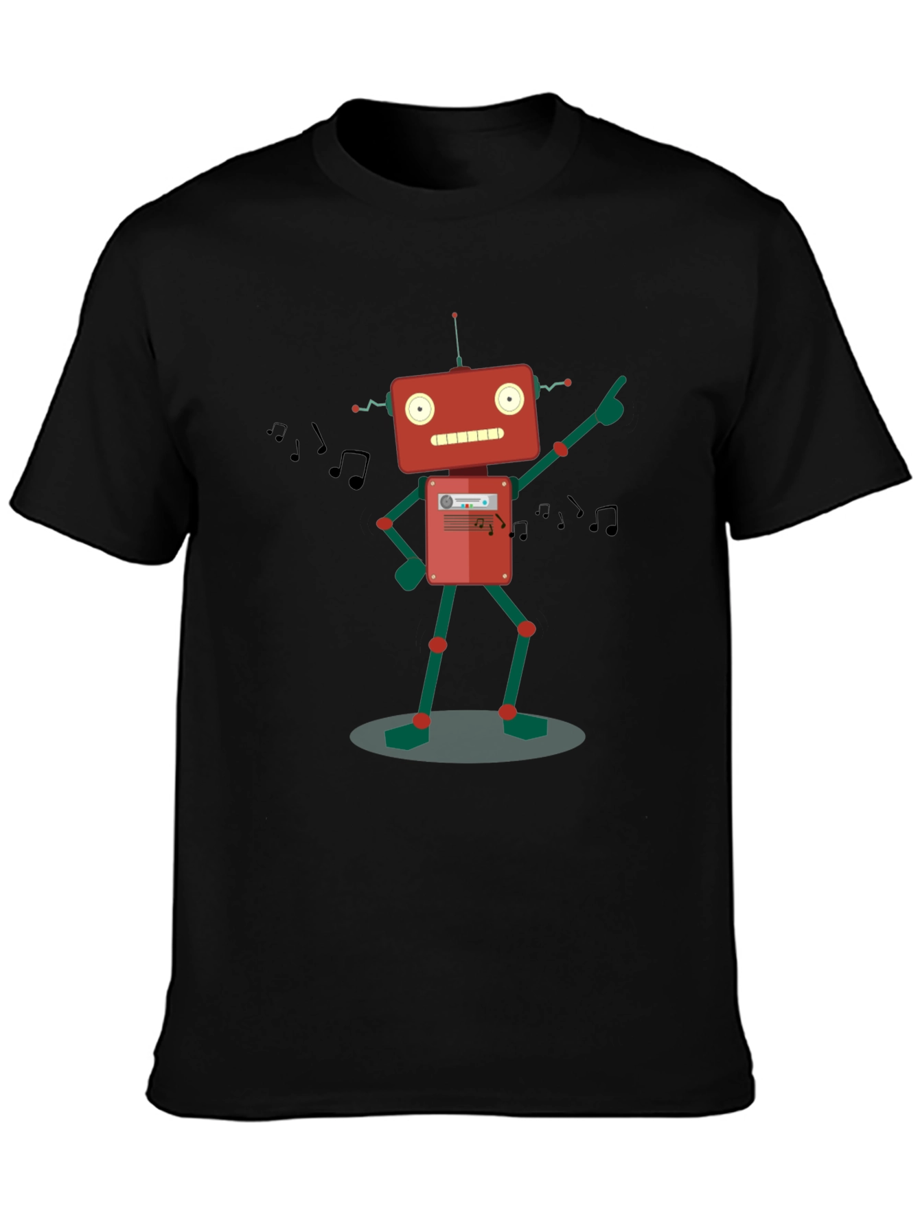 Retro Robot Music Lover Graphic T-Shirt