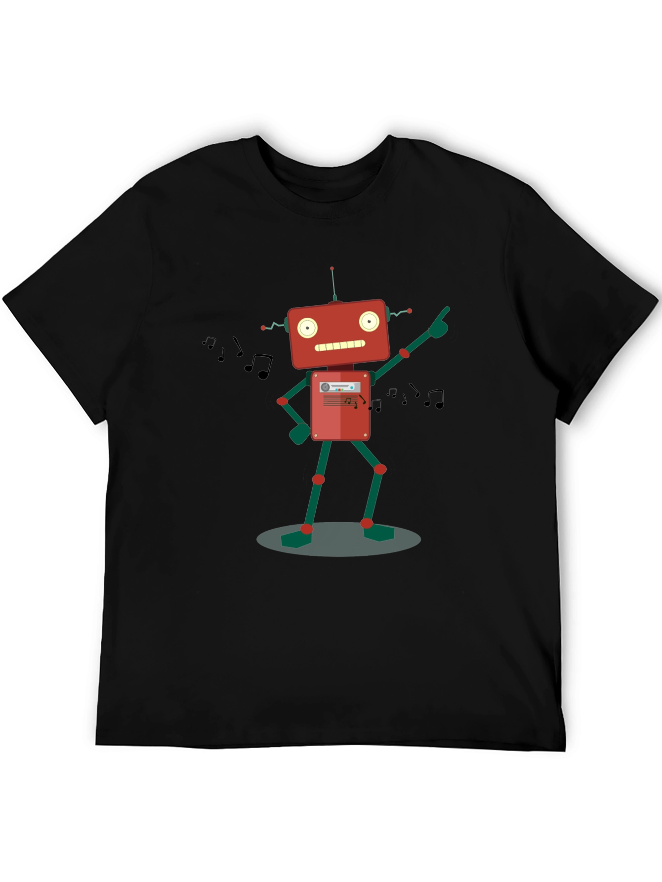 Retro Robot Music Lover Graphic T-Shirt