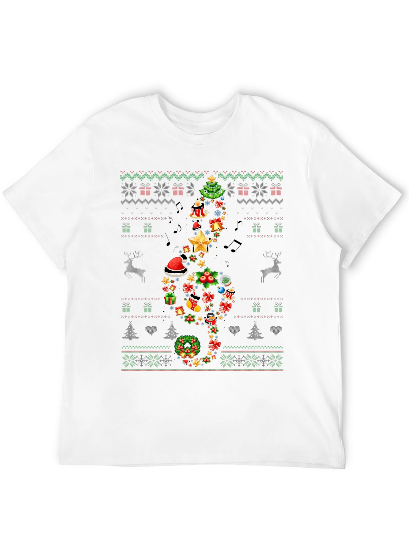 Festive Music Treble Clef Christmas T-Shirt