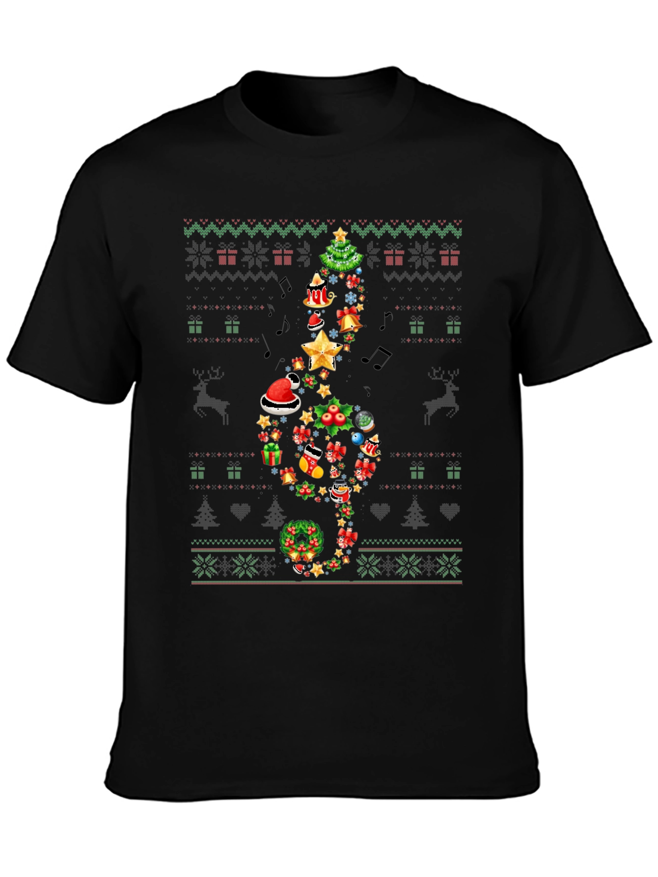 Festive Music Treble Clef Christmas T-Shirt