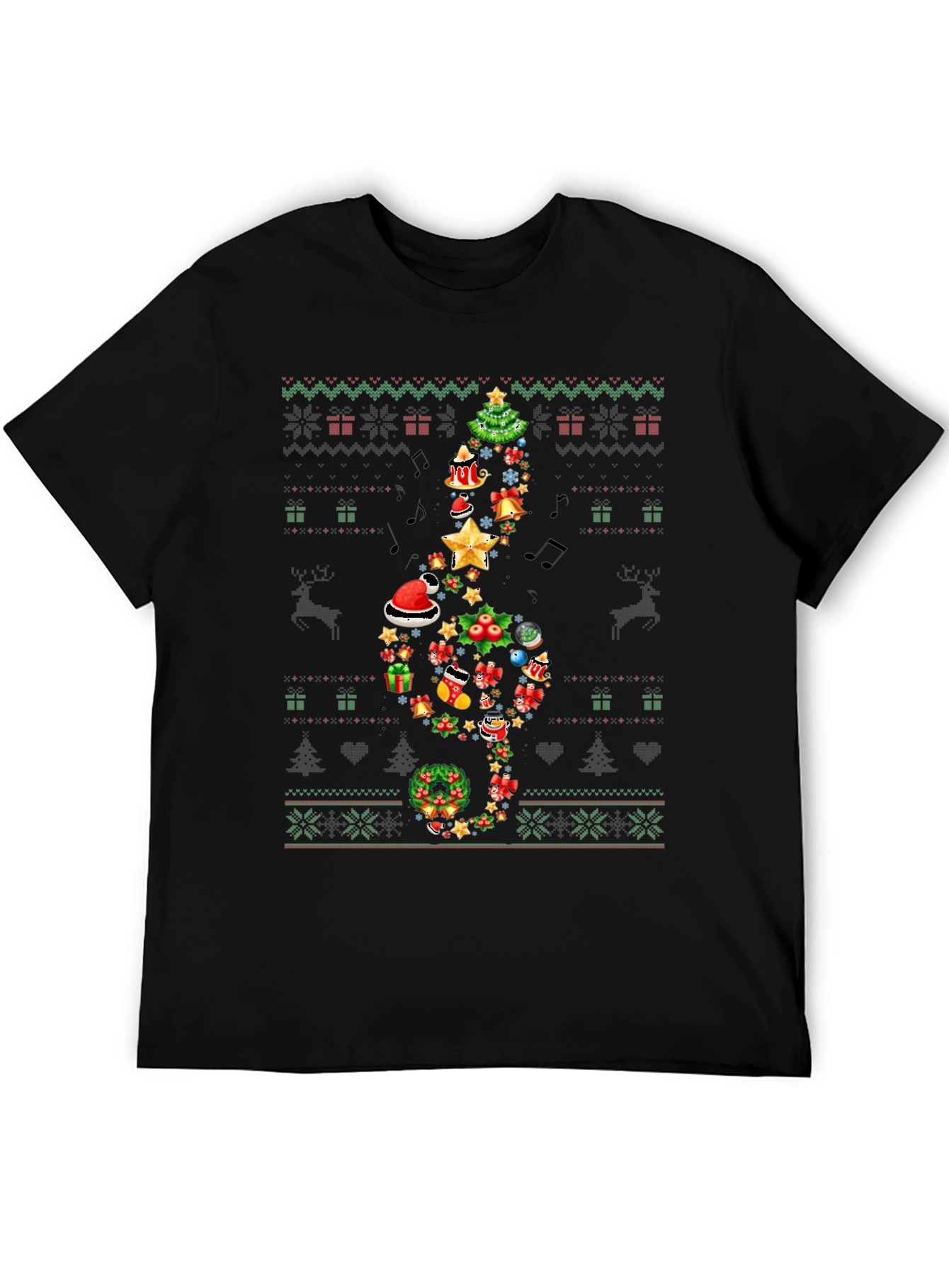 Festive Music Treble Clef Christmas T-Shirt