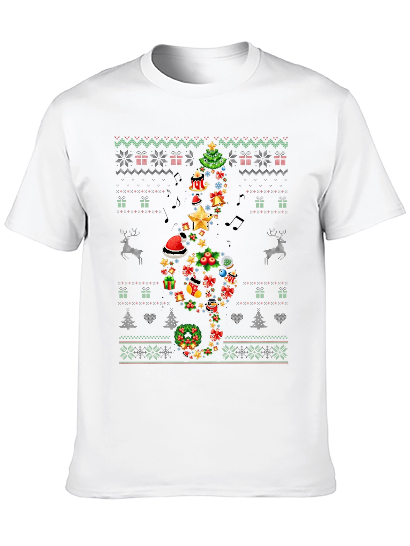 Festive Music Treble Clef Christmas T-Shirt