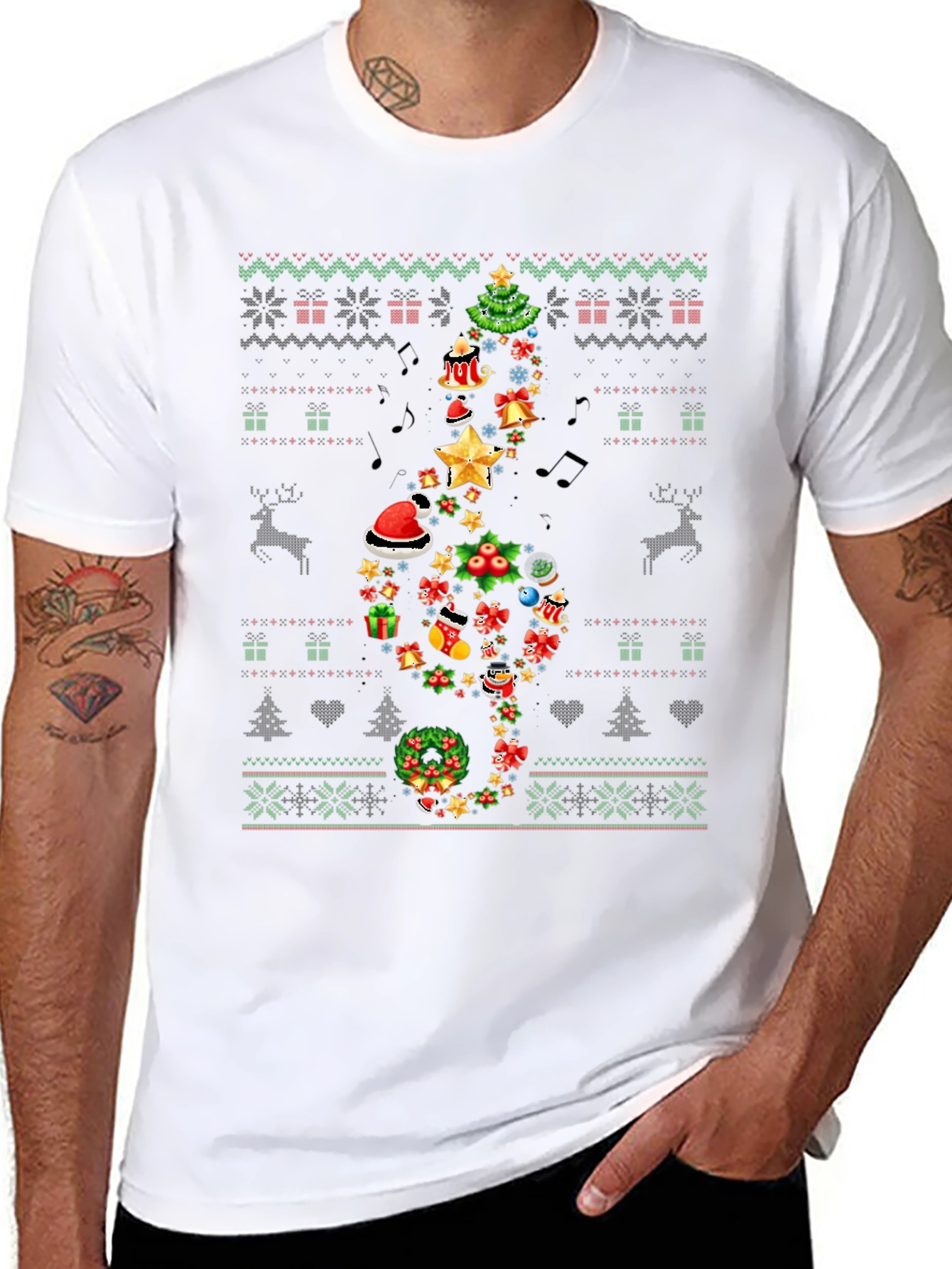Festive Music Treble Clef Christmas T-Shirt