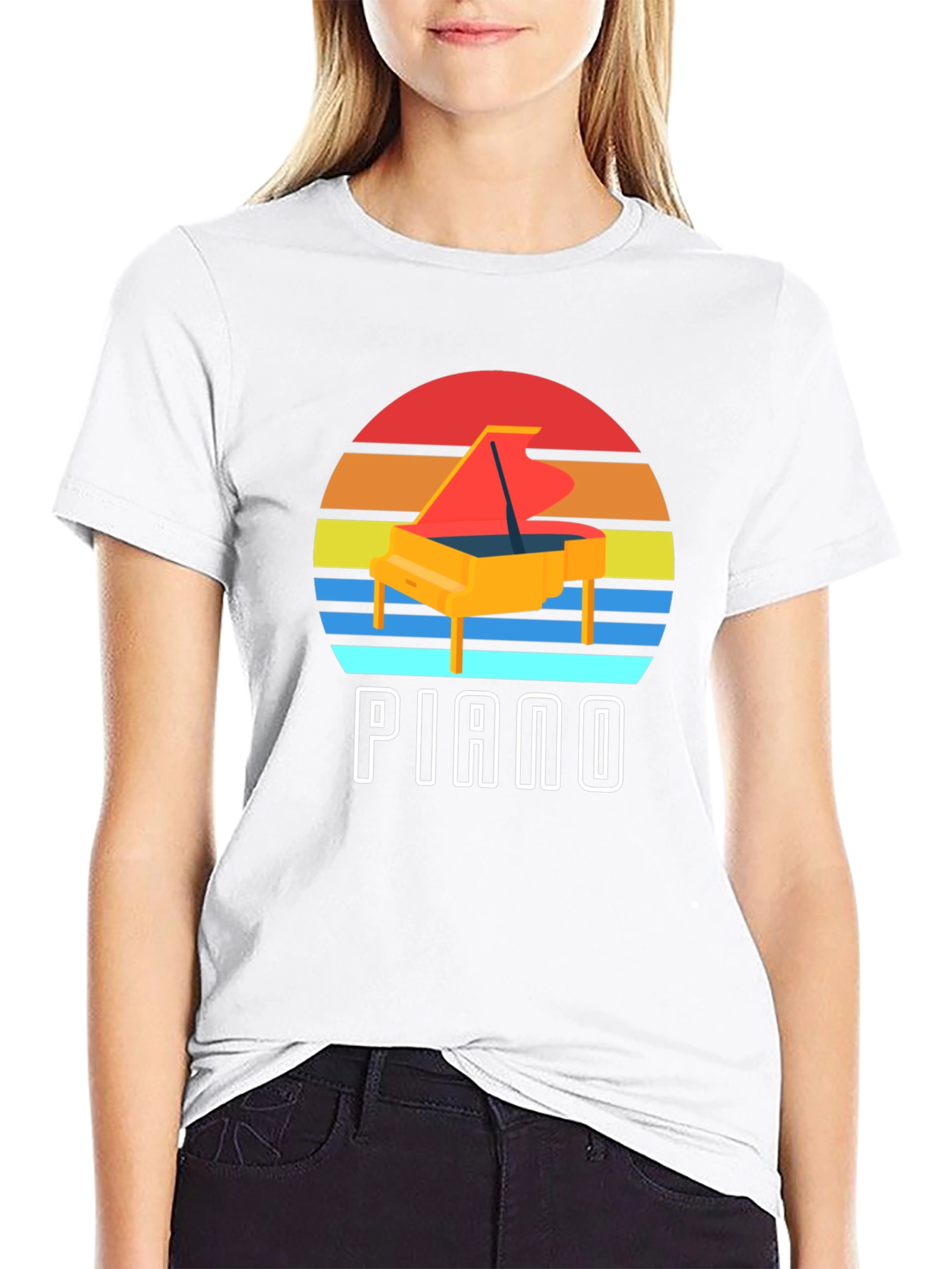 Retro Piano Sunset Graphic Tee