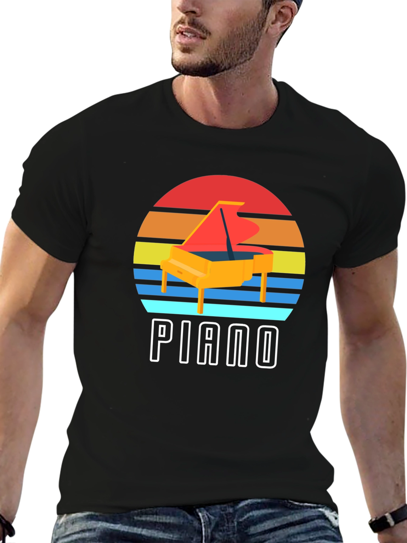 Retro Piano Sunset Graphic Tee