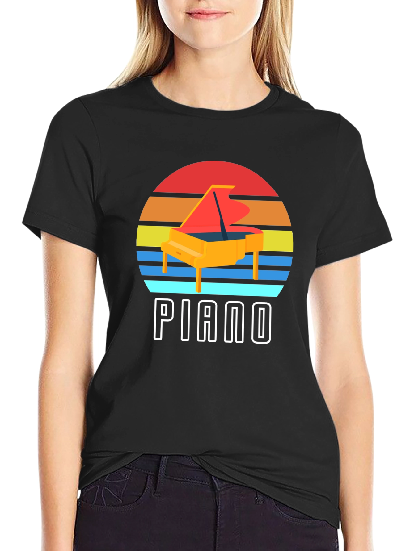 Retro Piano Sunset Graphic Tee
