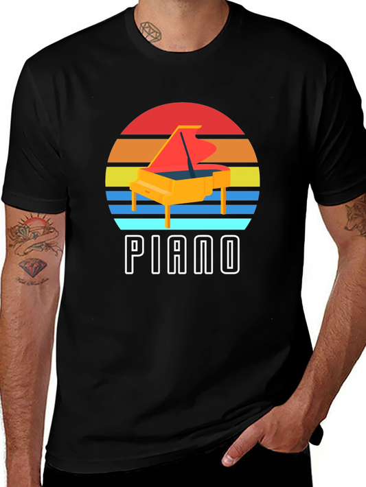 Retro Piano Sunset Graphic Tee