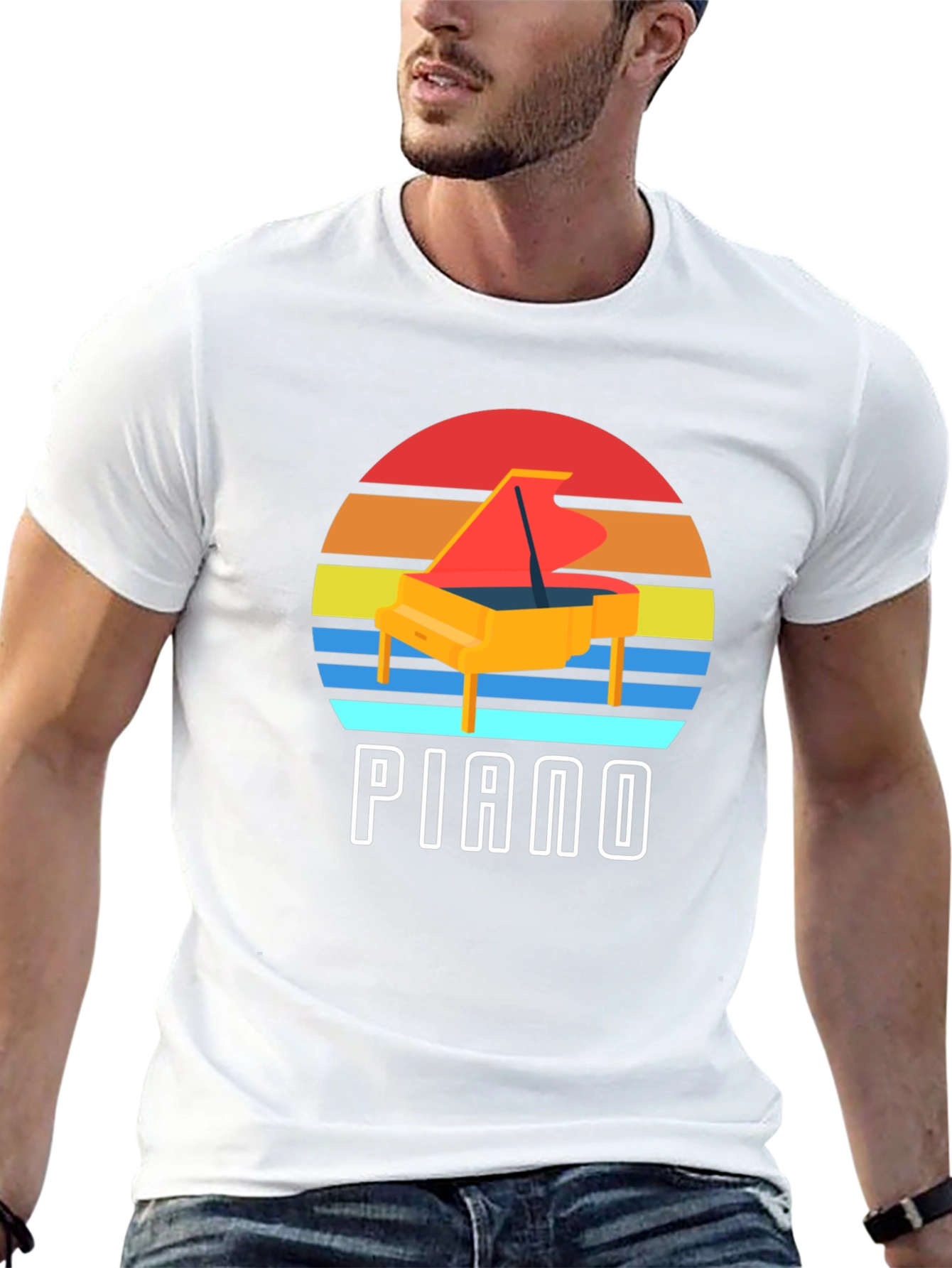 Retro Piano Sunset Graphic Tee