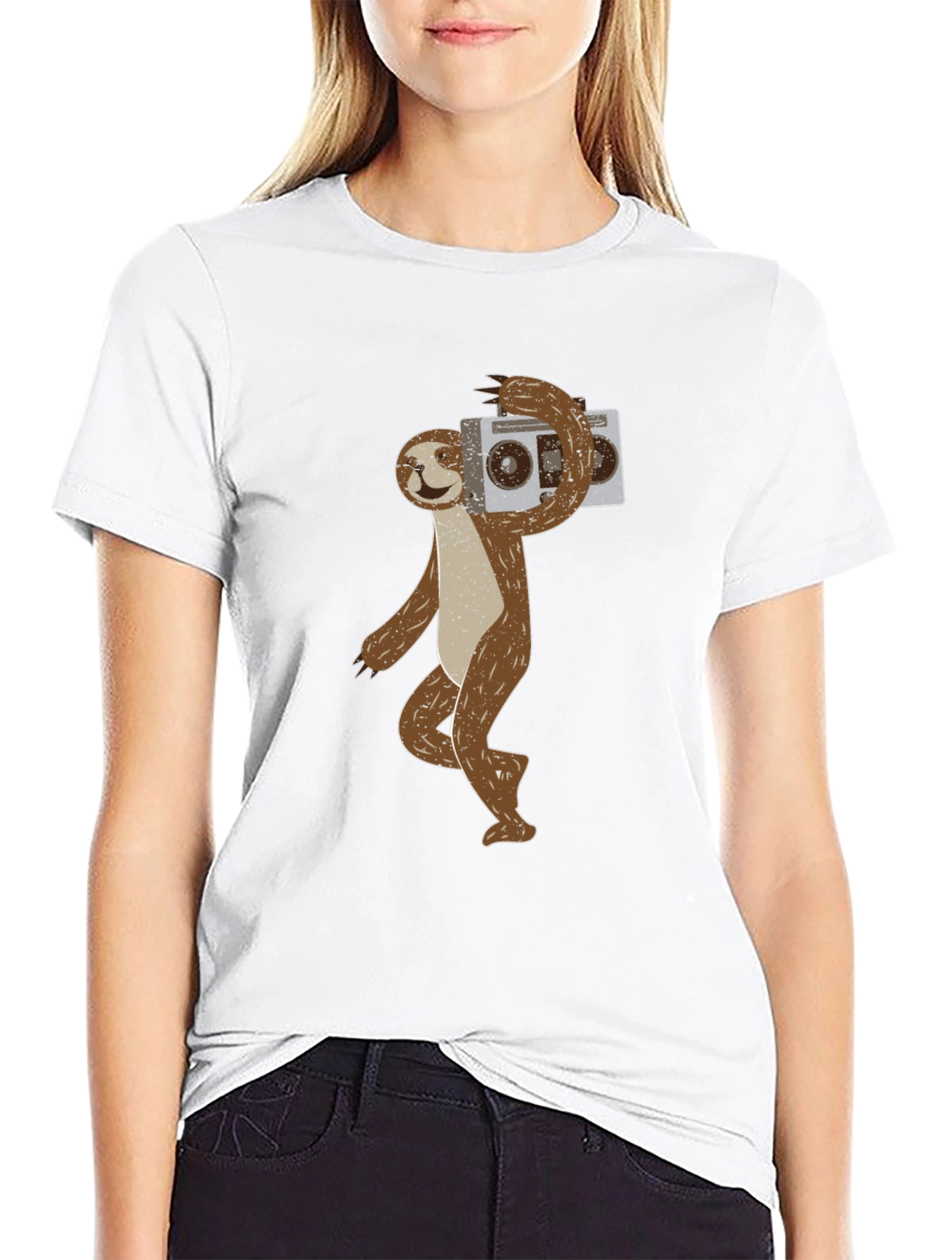Sloth Boombox Graphic T-Shirt - Cool Animal Tee