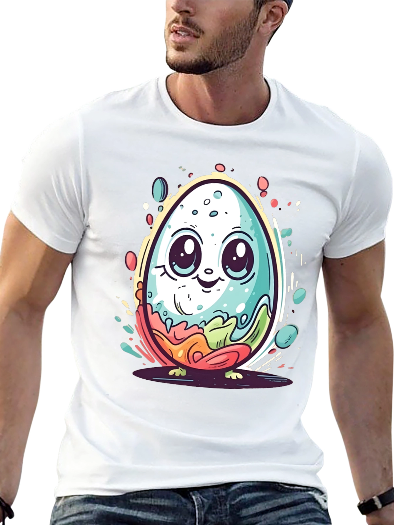 Cute Easter Egg Graphic Tee - Black