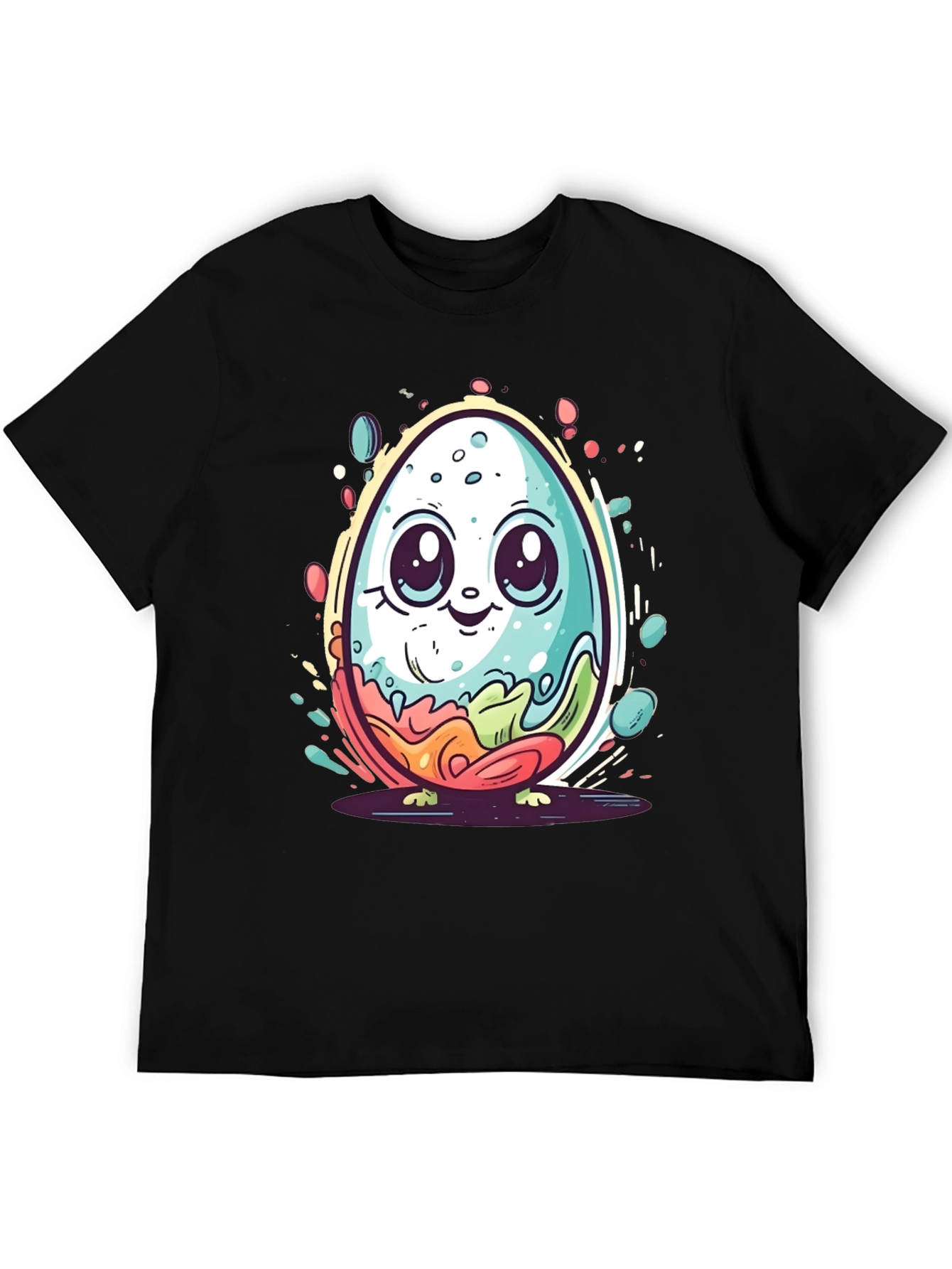 Cute Easter Egg Graphic Tee - Black