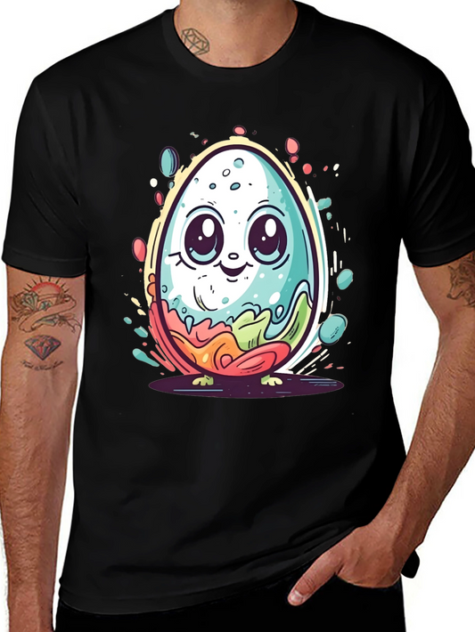 Cute Easter Egg Graphic Tee - Black